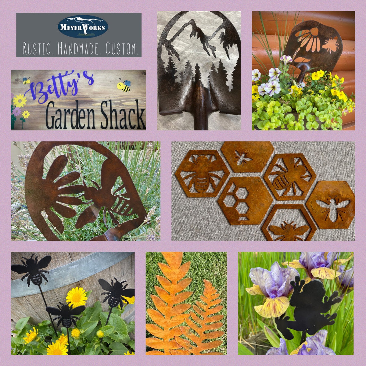 Rusty Metal Fern Garden Stakes: Natural Rust Finish