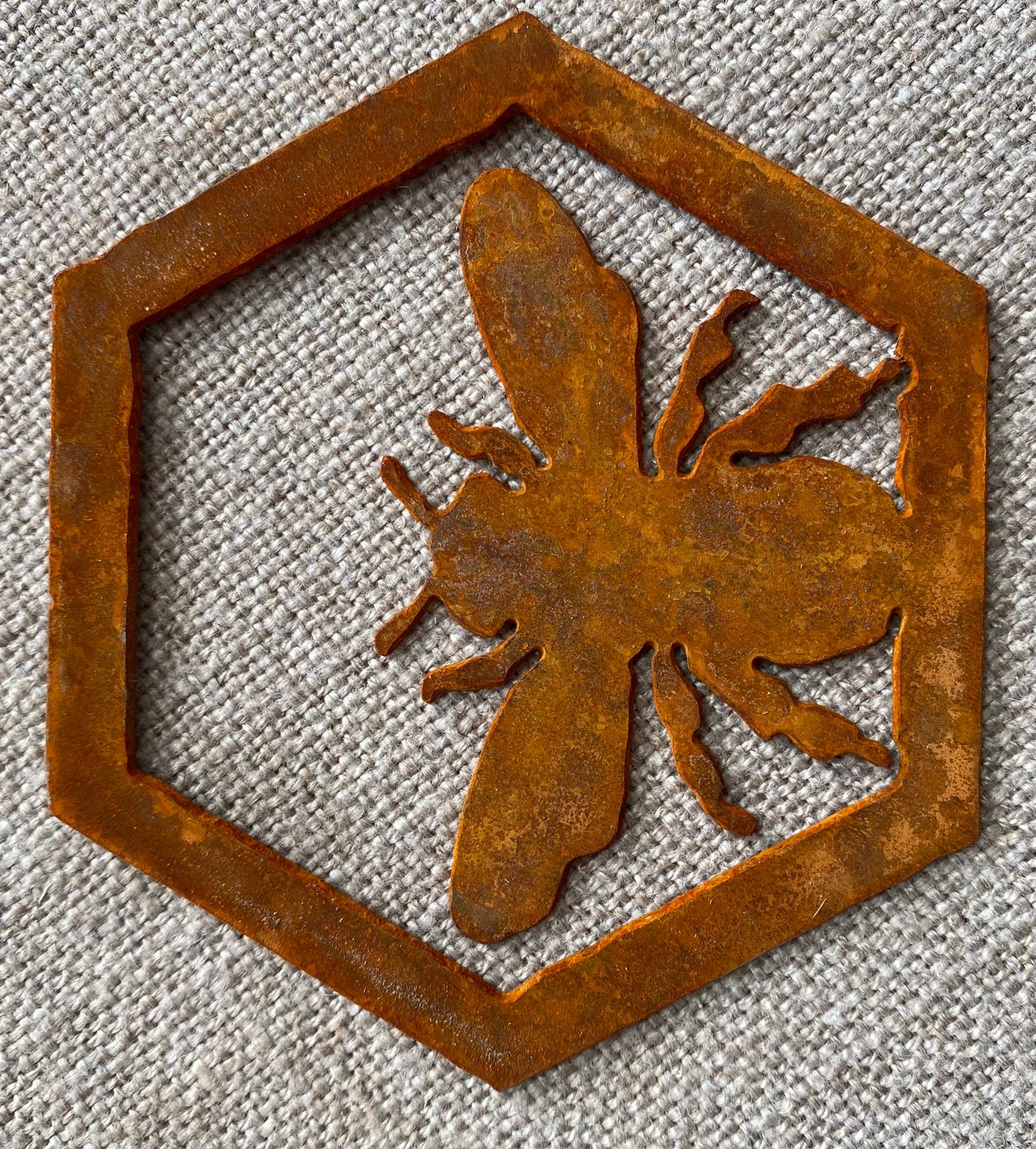 Metal Bee Garden Decor: Large Honeycomb Steel Art