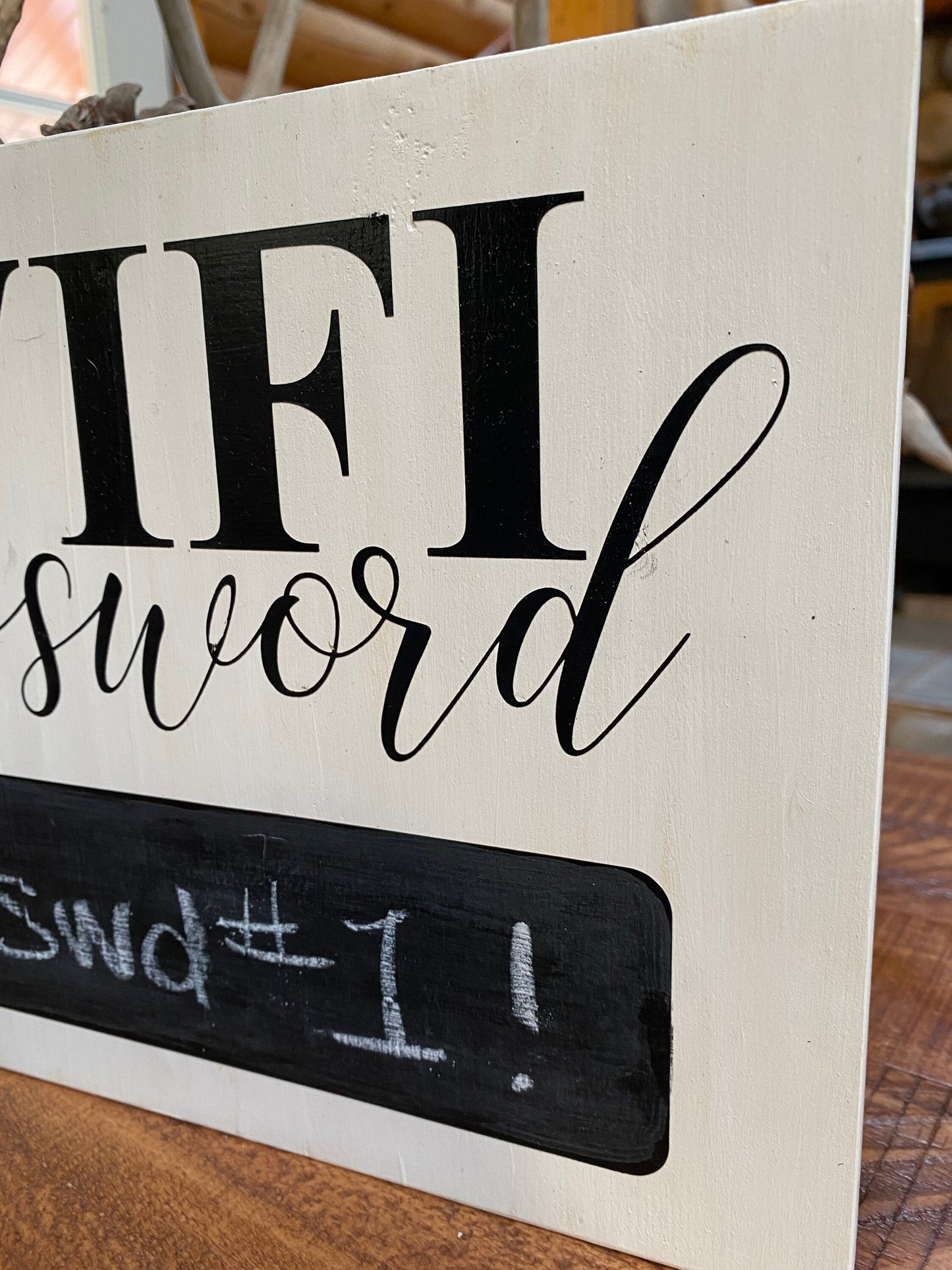 Chalkboard WiFi Password Sign: Distressed White Pine Wood Farmhouse Decor