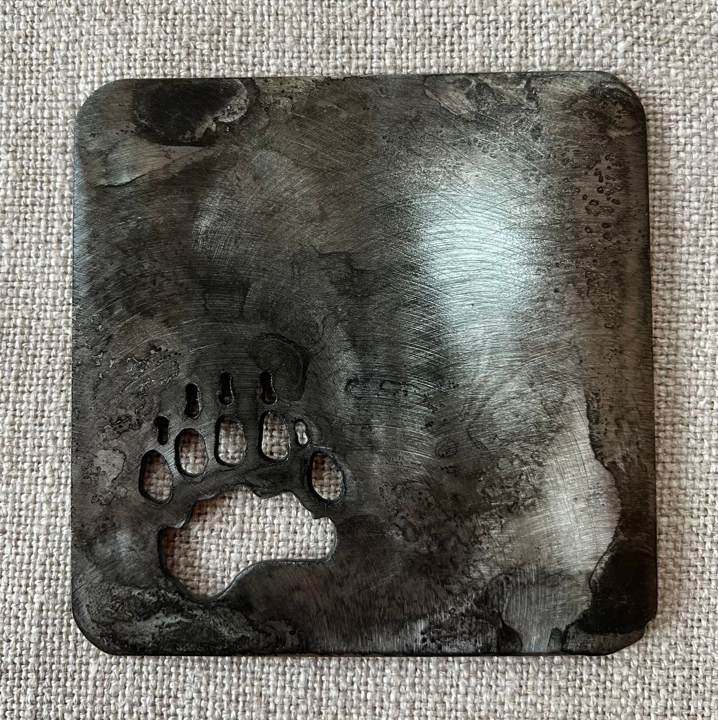 Wildlife Track Metal Coasters: Rustic Cabin Decor