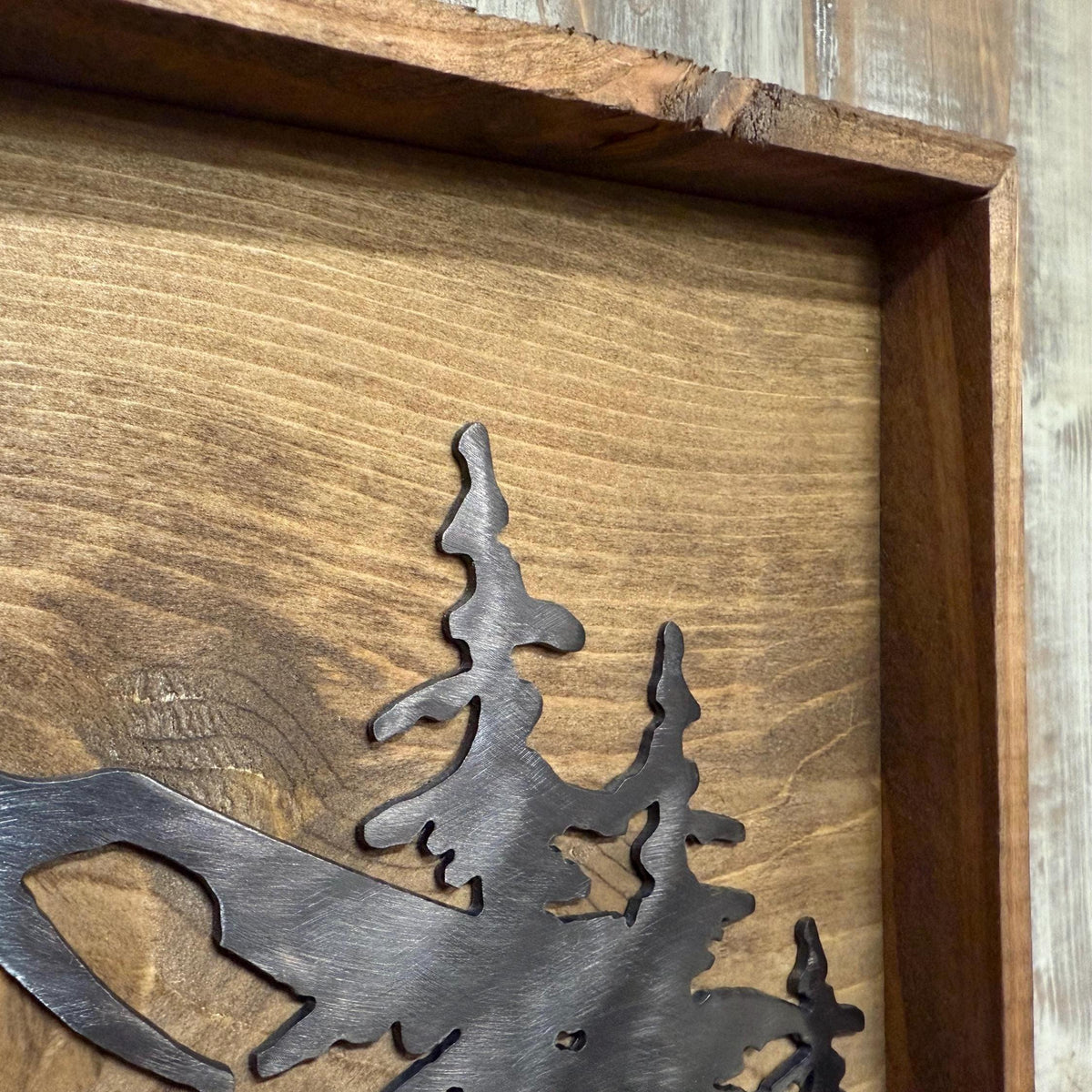 Elk & Mule Deer Mountain Scene: Polished Metal Cabin Decor