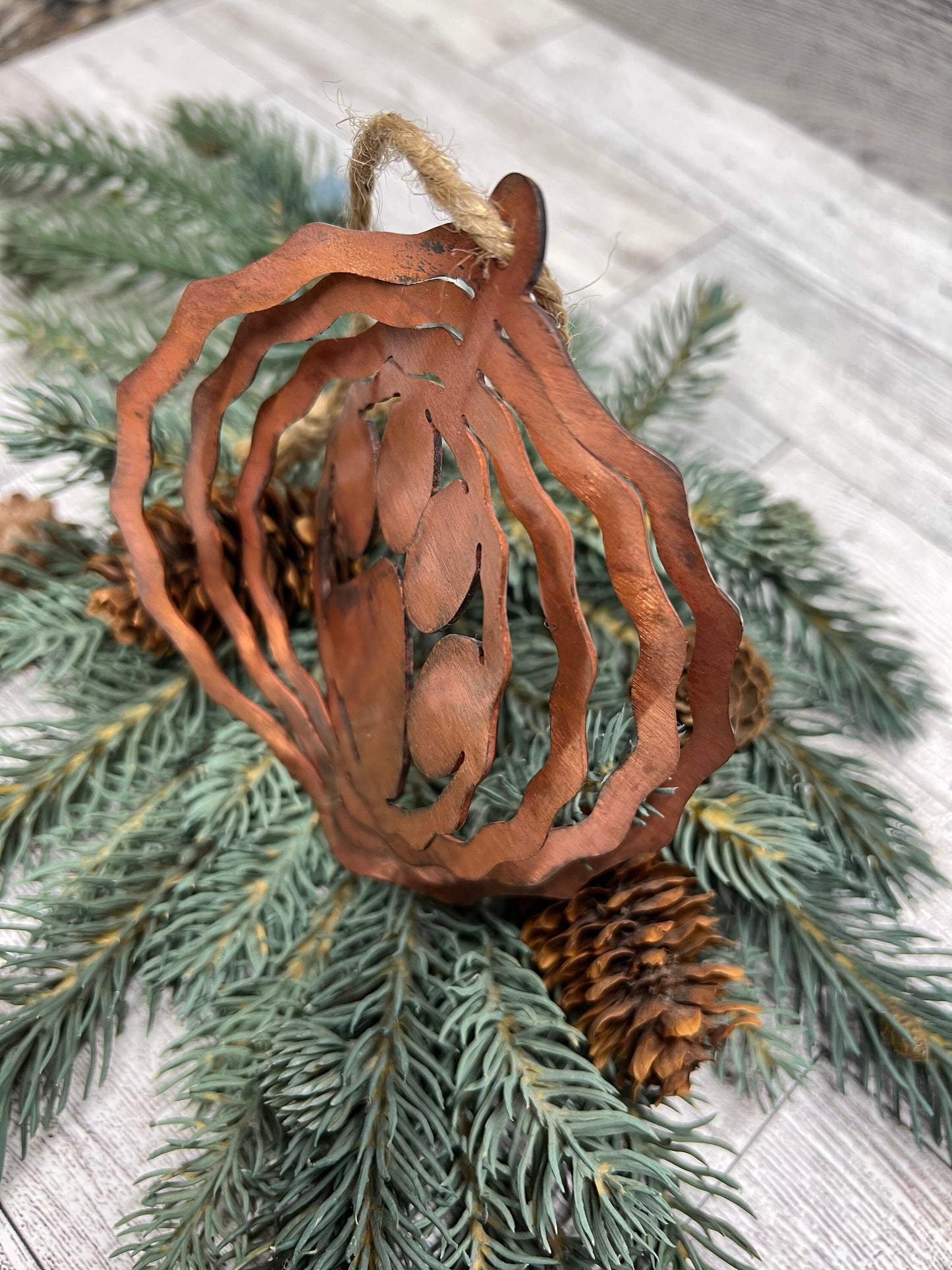 Rustic Copper Patina Metal 3-D Paw Print Ornament: Cabin Decor