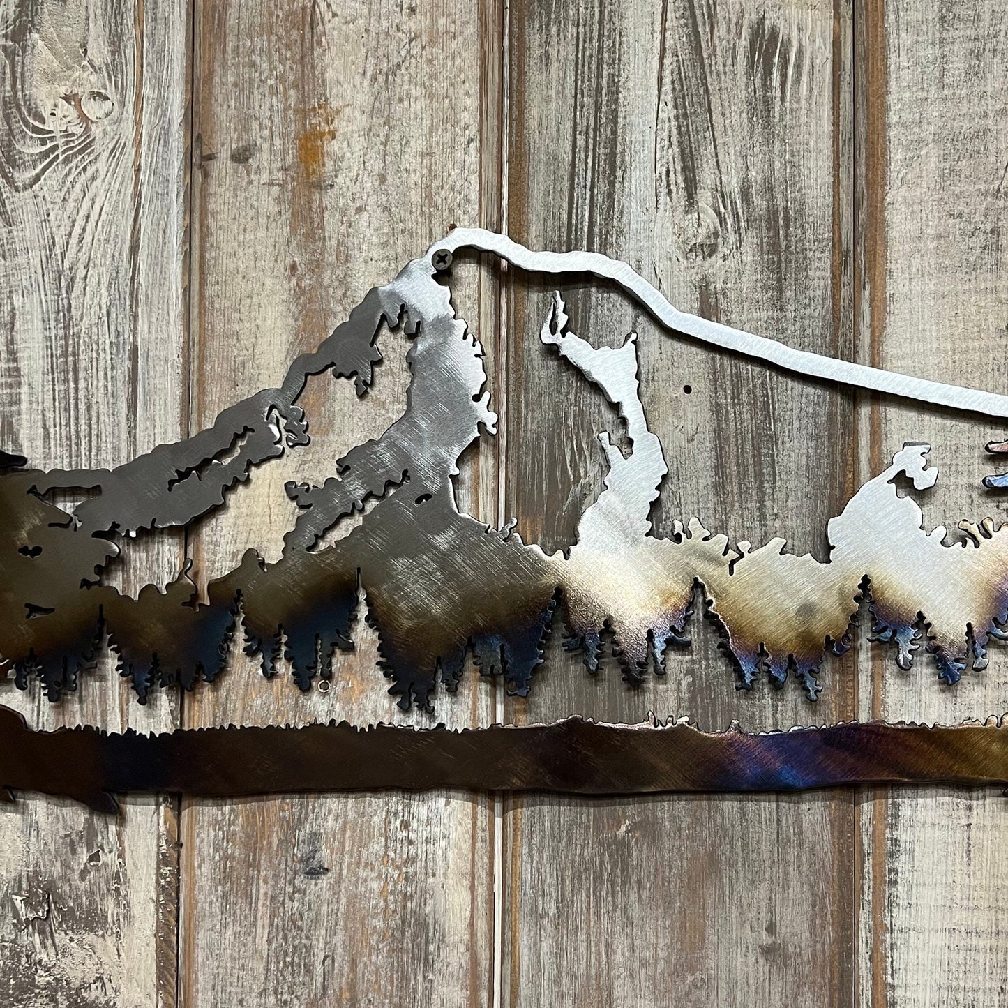 Mt Hood Metal Mountain Wall Art: Pacific Northwest Cabin Decor