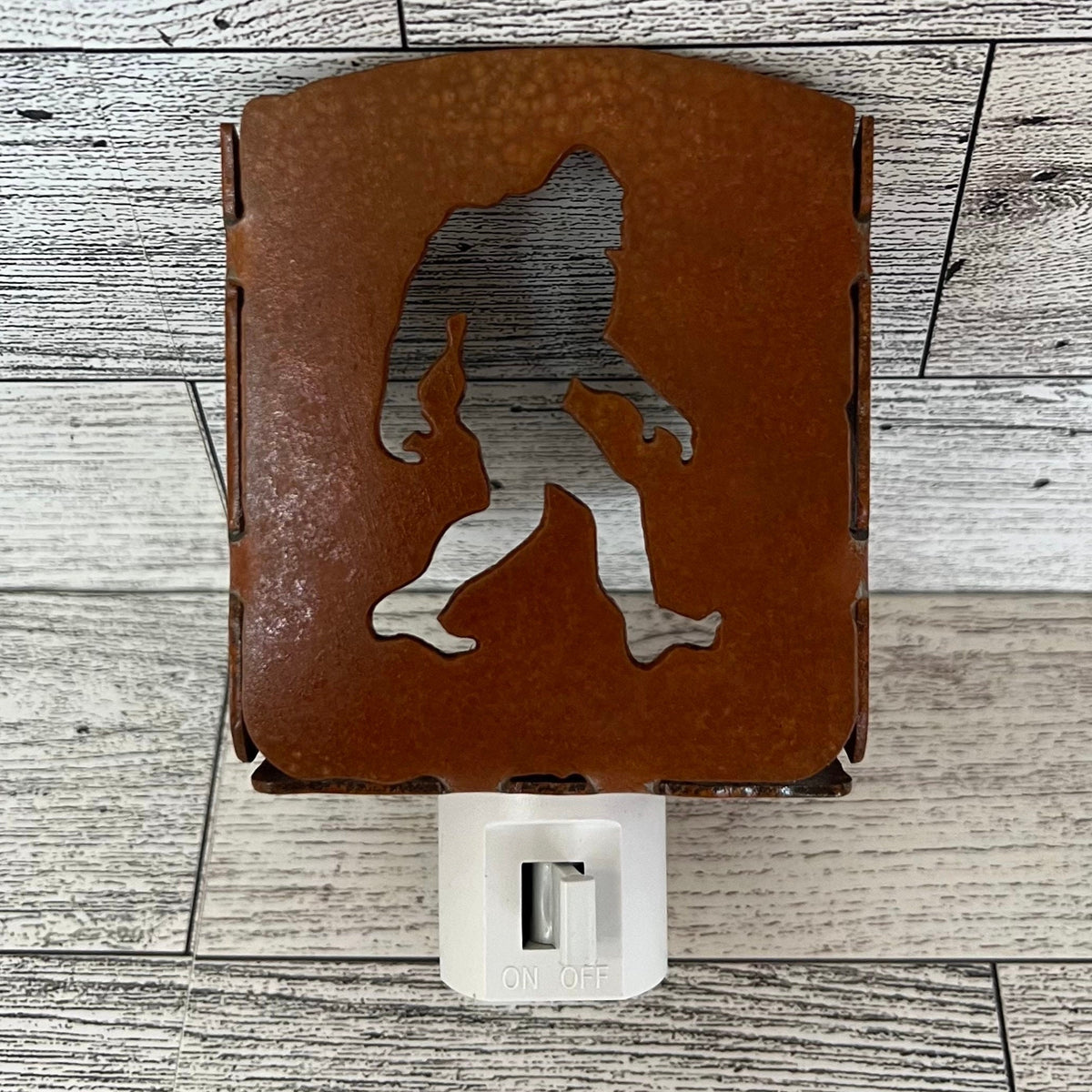 Metal Bigfoot Nightlight: Rustic Cabin Lodge Decor