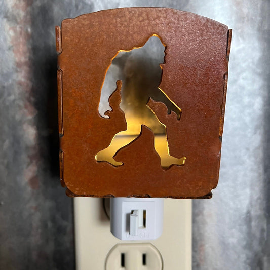 Metal Bigfoot Nightlight: Rustic Cabin Lodge Decor