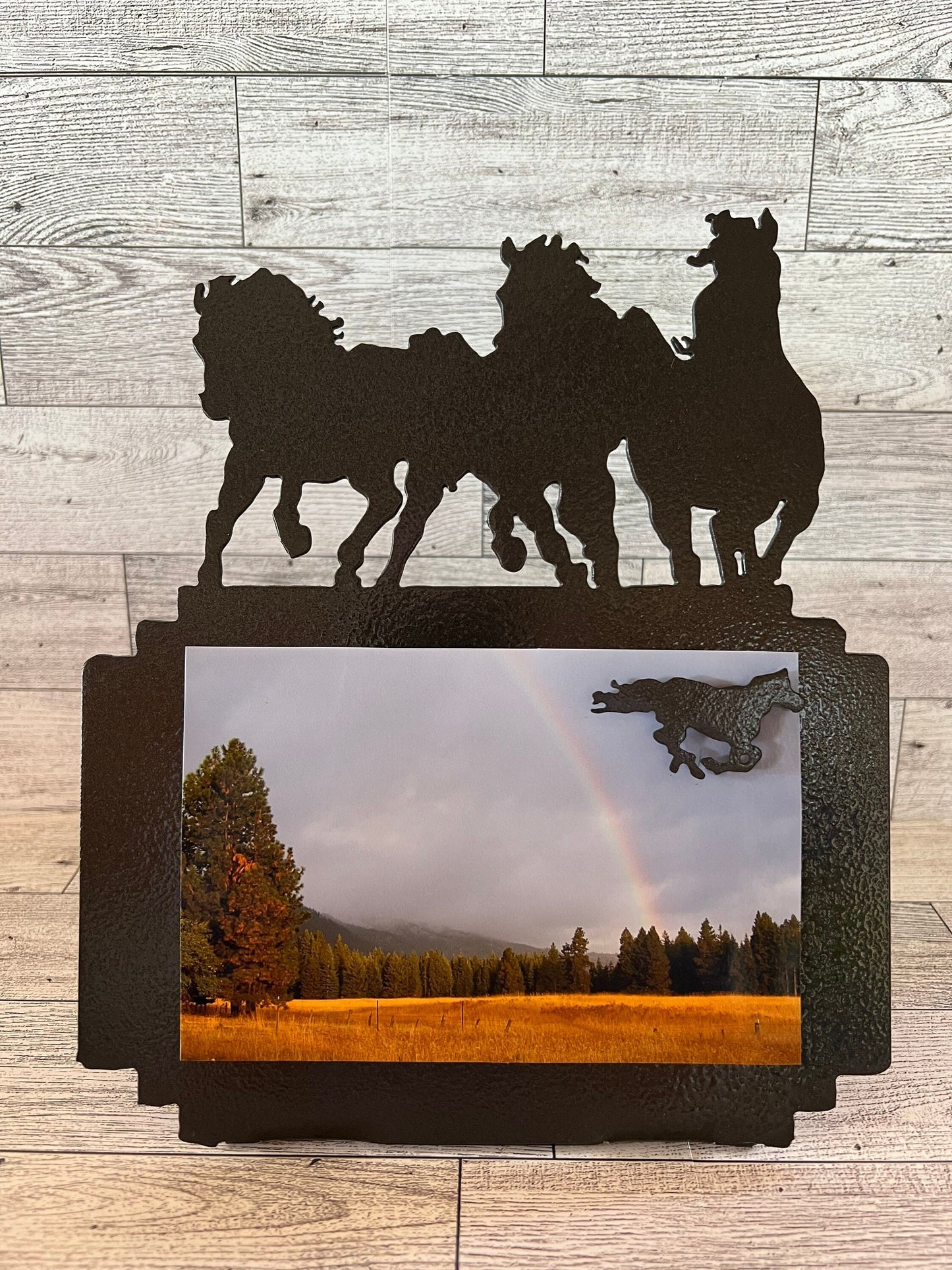 Running Horses Metal Art Photo Frame: 5x7 Picture, Horse Lover Gift
