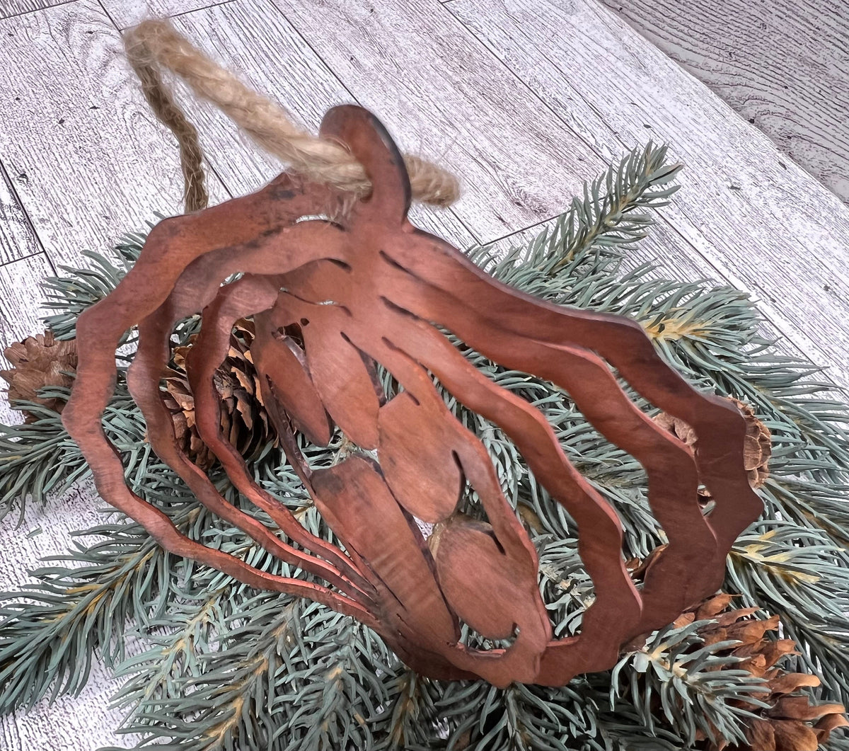 Rustic Copper Patina Metal 3-D Paw Print Ornament: Cabin Decor