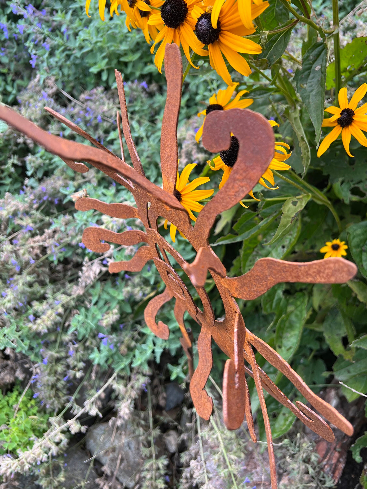 Rusty Metal Sun Garden Stake: Southwestern Art Decor
