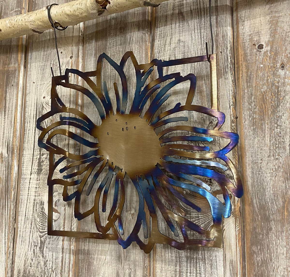 Heat-Treated Metal Sunflower Decor: Custom Garden Art