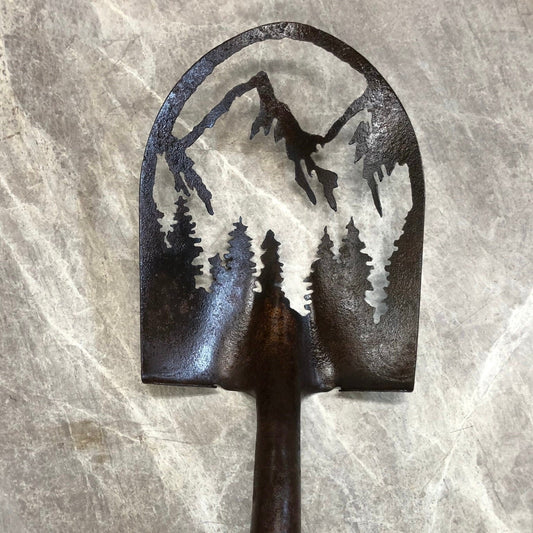 Rusty Shovel Mountain Scene: Repurposed Garden Art