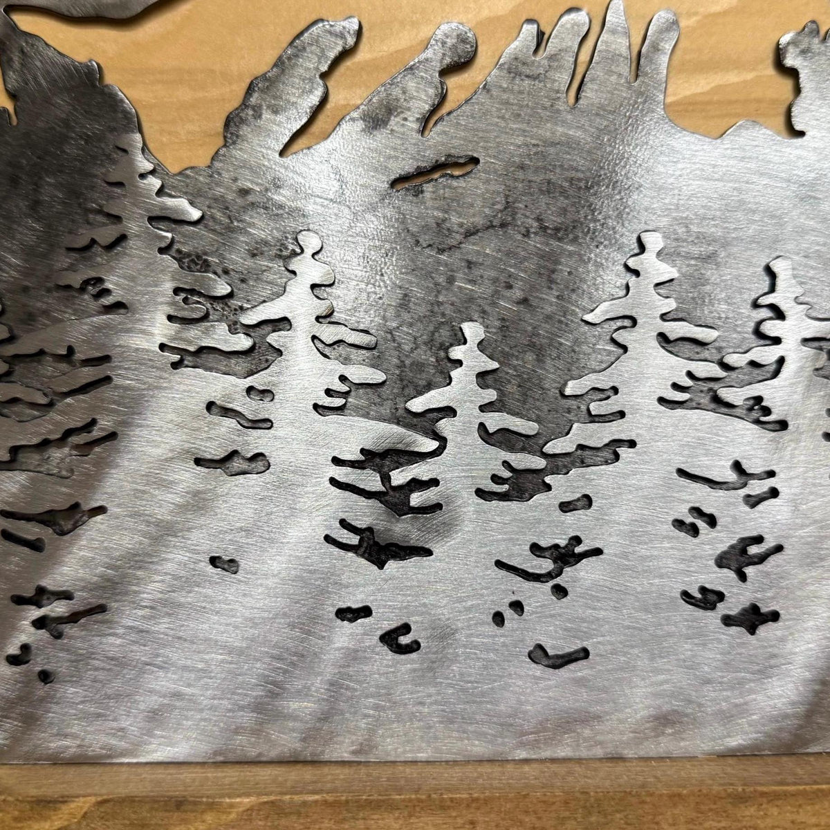 Metal and Wood 3-D Mountain Scene: Cabin Decor for Outdoor Lover