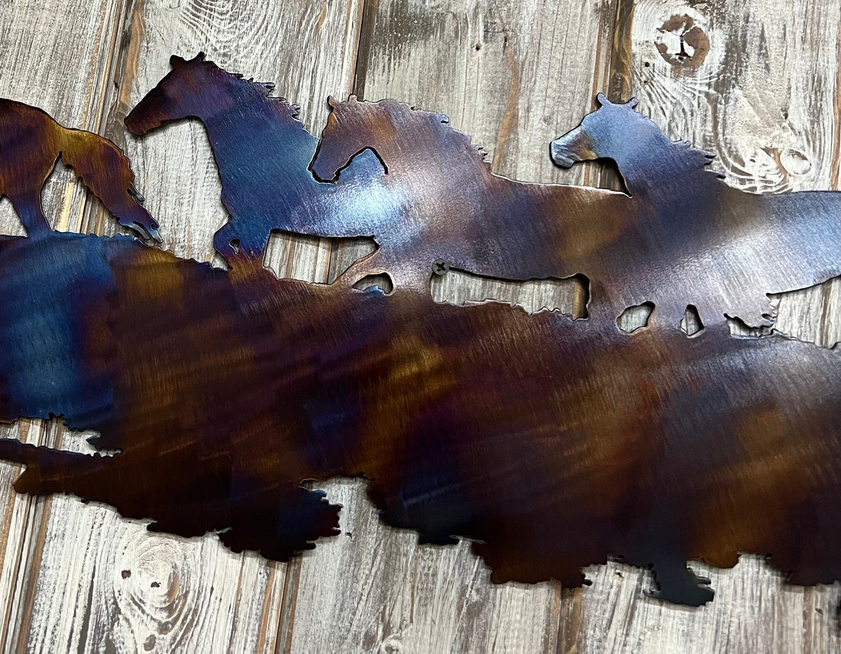 Running Horses Metal Wall Art: Western Decor, Horse Lover Gift