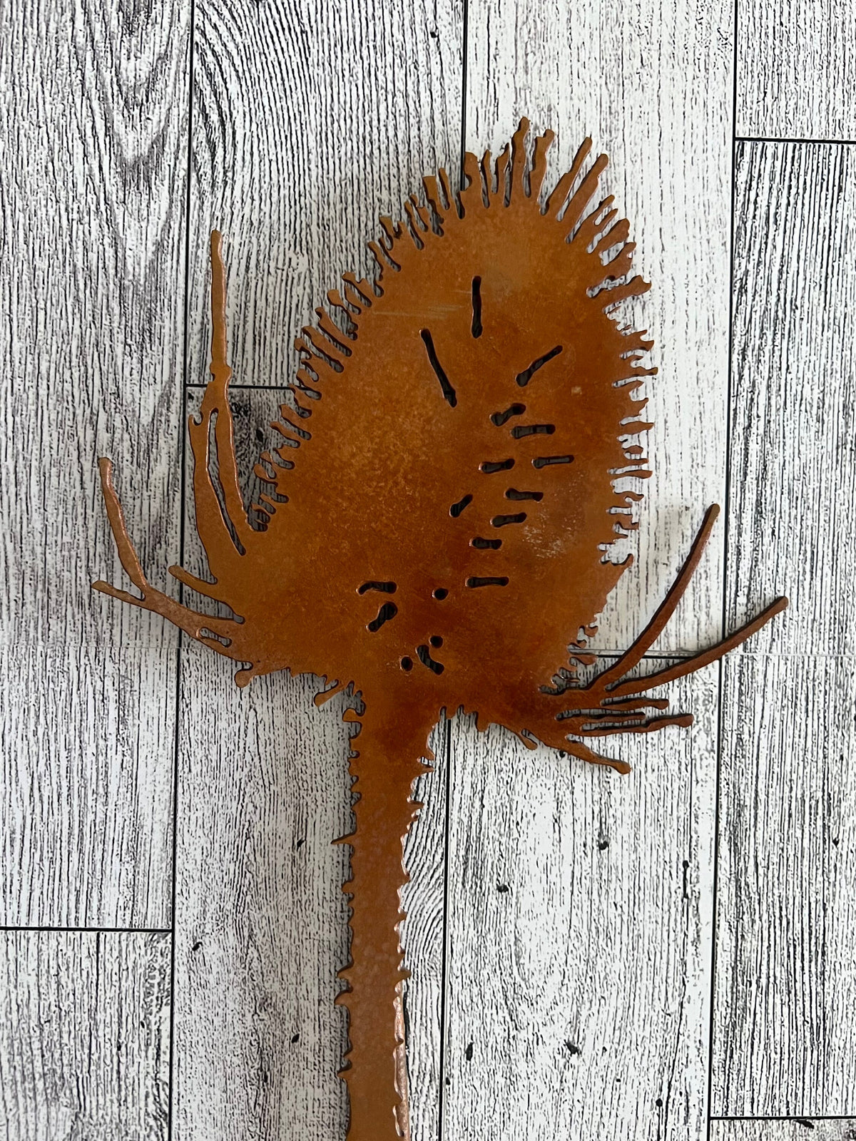 Rusty Thistle Garden Stake: Rustic Metal Garden Art
