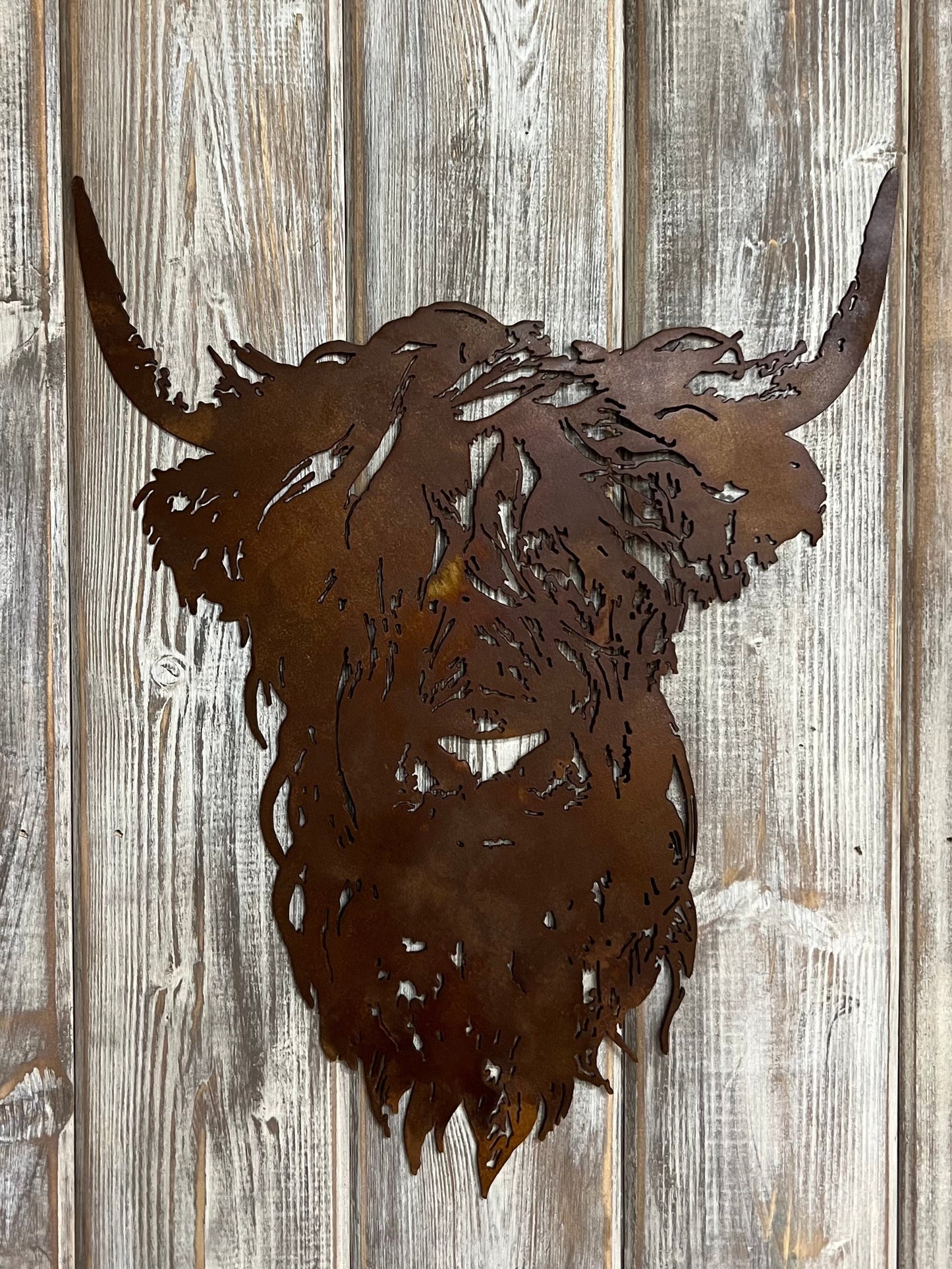 Rustic Metal Highland Cow Wall Art: Ranch Decor