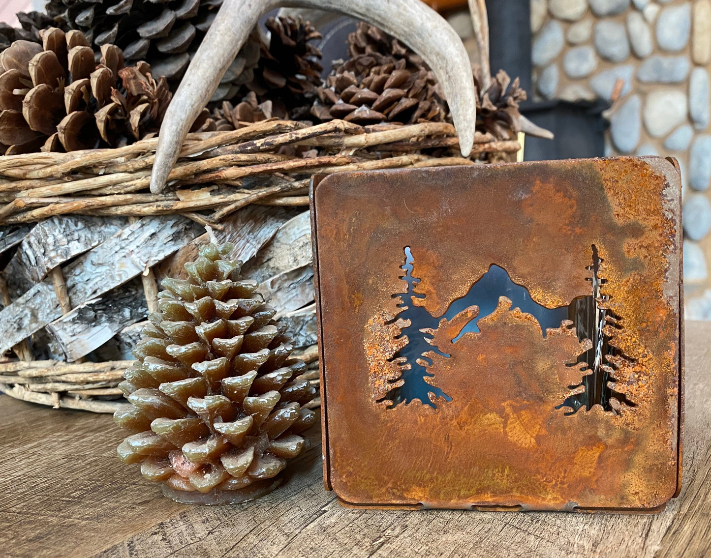 Rustic Candle Holder: Cabin Decor