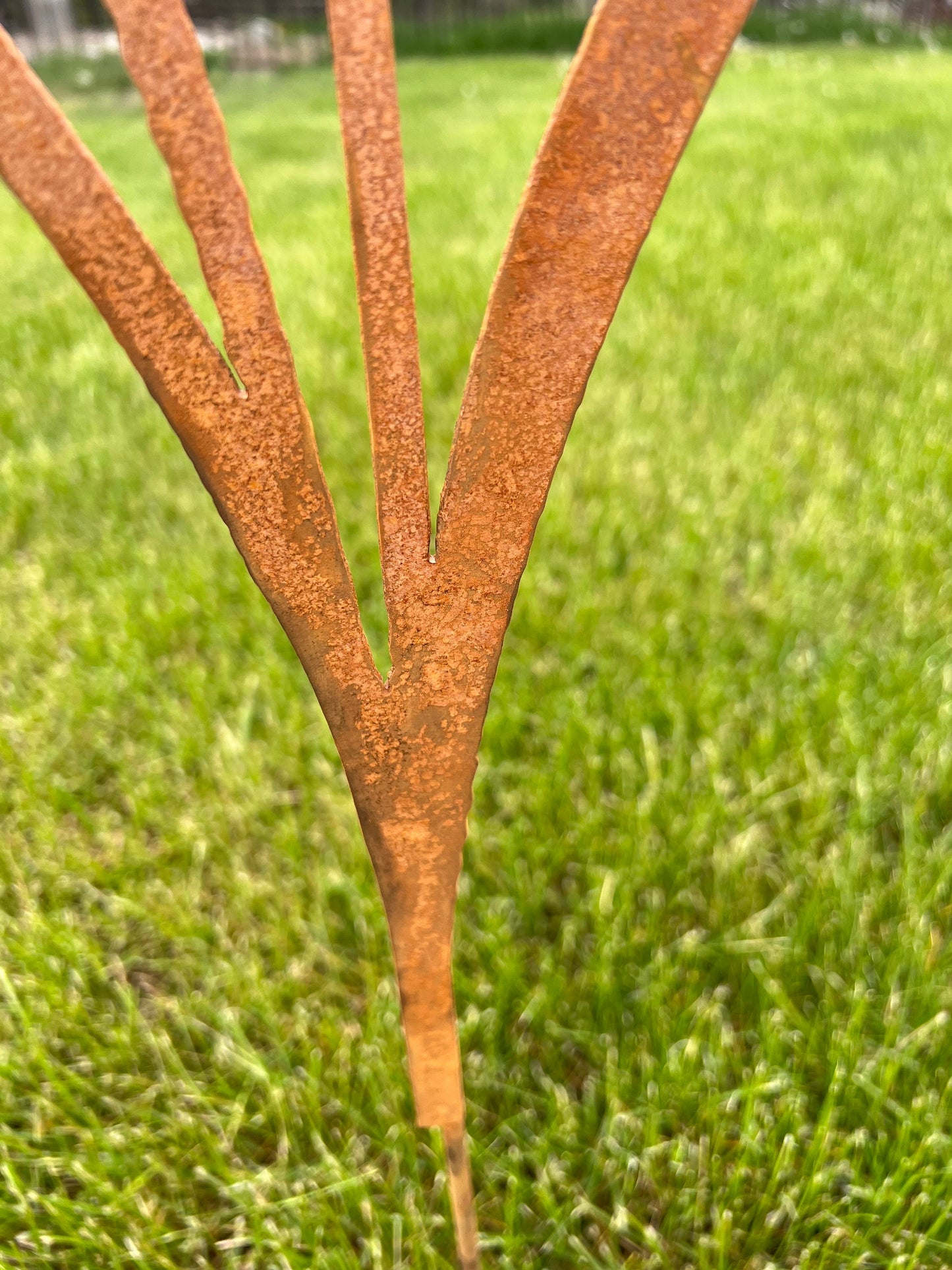 Rusty Metal Cattail Garden Stakes: Natural Rust Finish