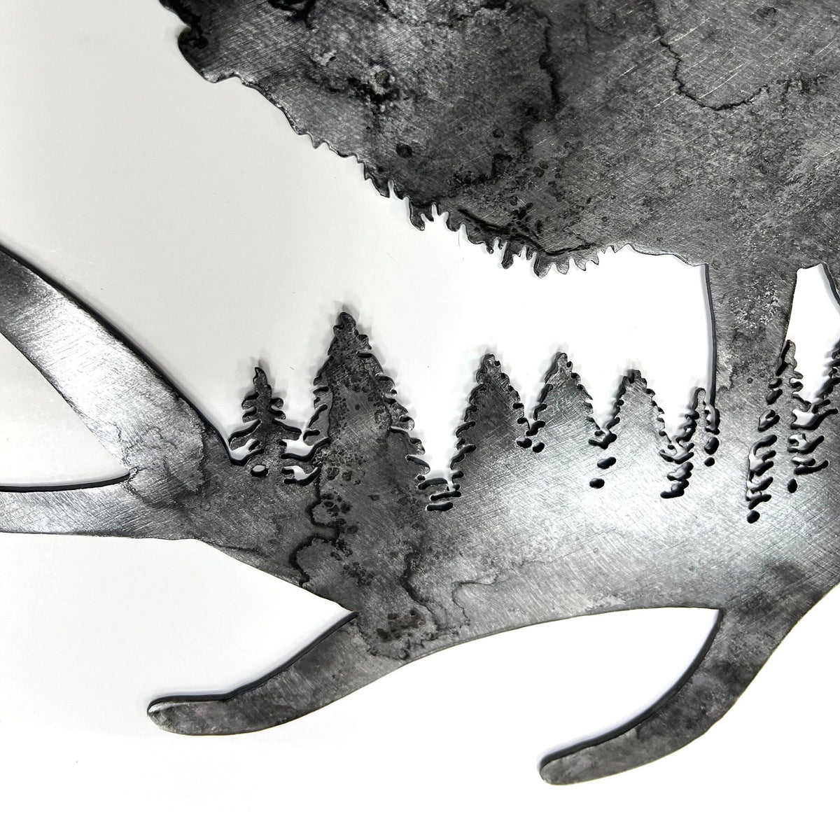 Elk and Antler Metal Wall Art: Cabin Lodge Decor