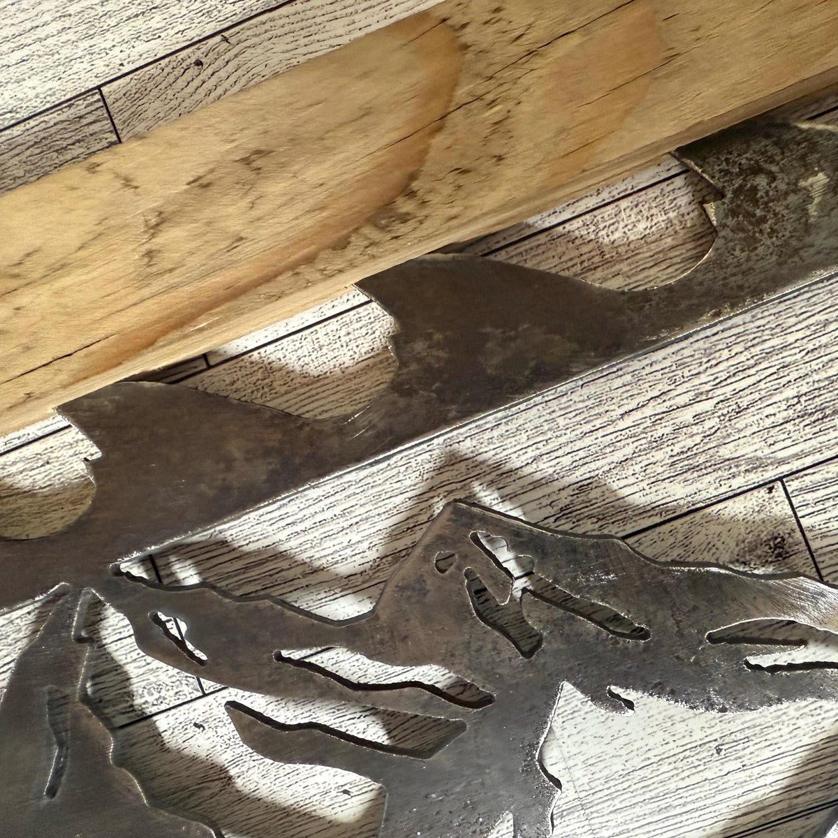 Elk & Mountain Scene Saw Blade Art: Rustic Lodge Cabin Decor