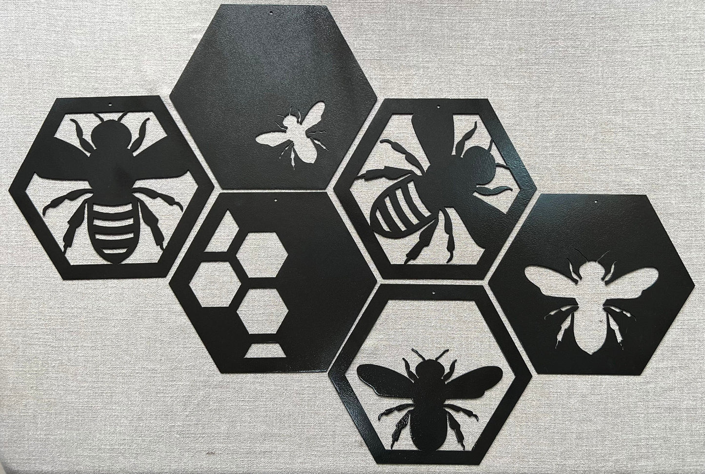Metal Bee Garden Decor: Large Honeycomb Steel Art