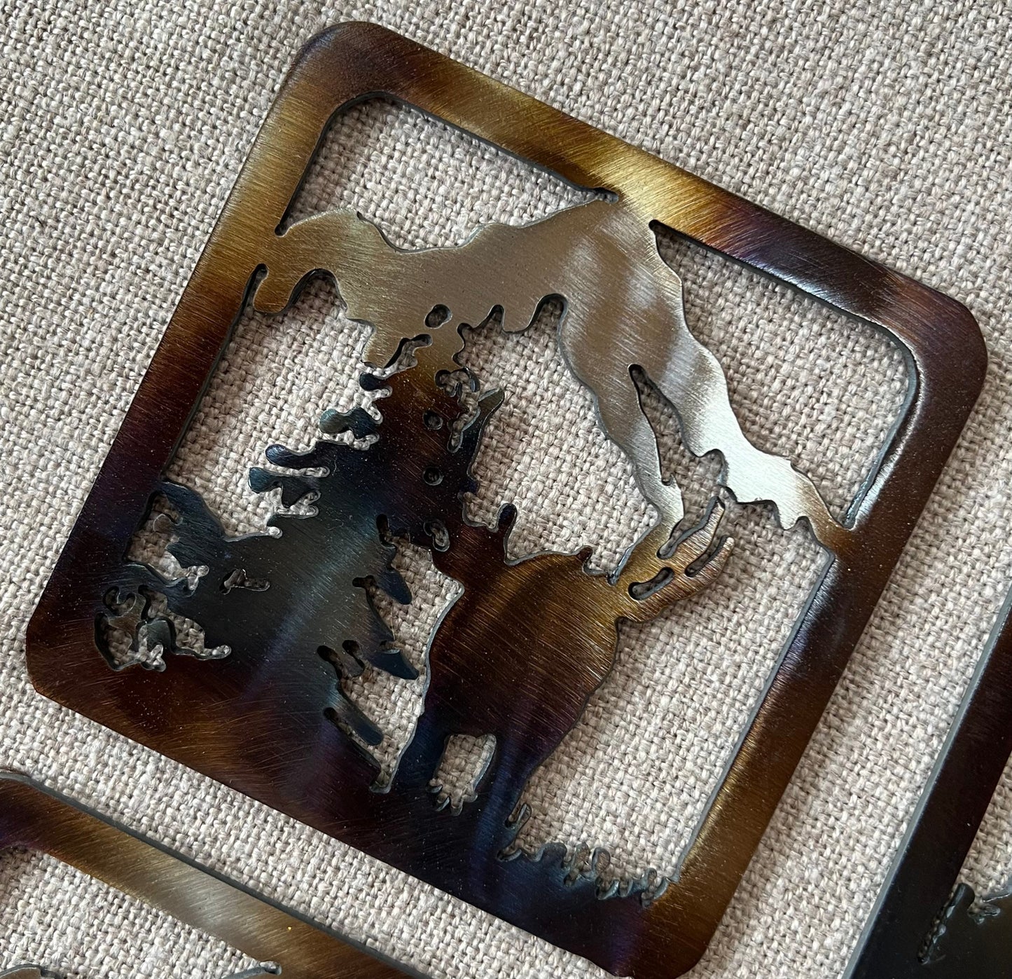 Metal Wildlife Coasters: Cabin Lodge Decor, Elk, Moose, Deer