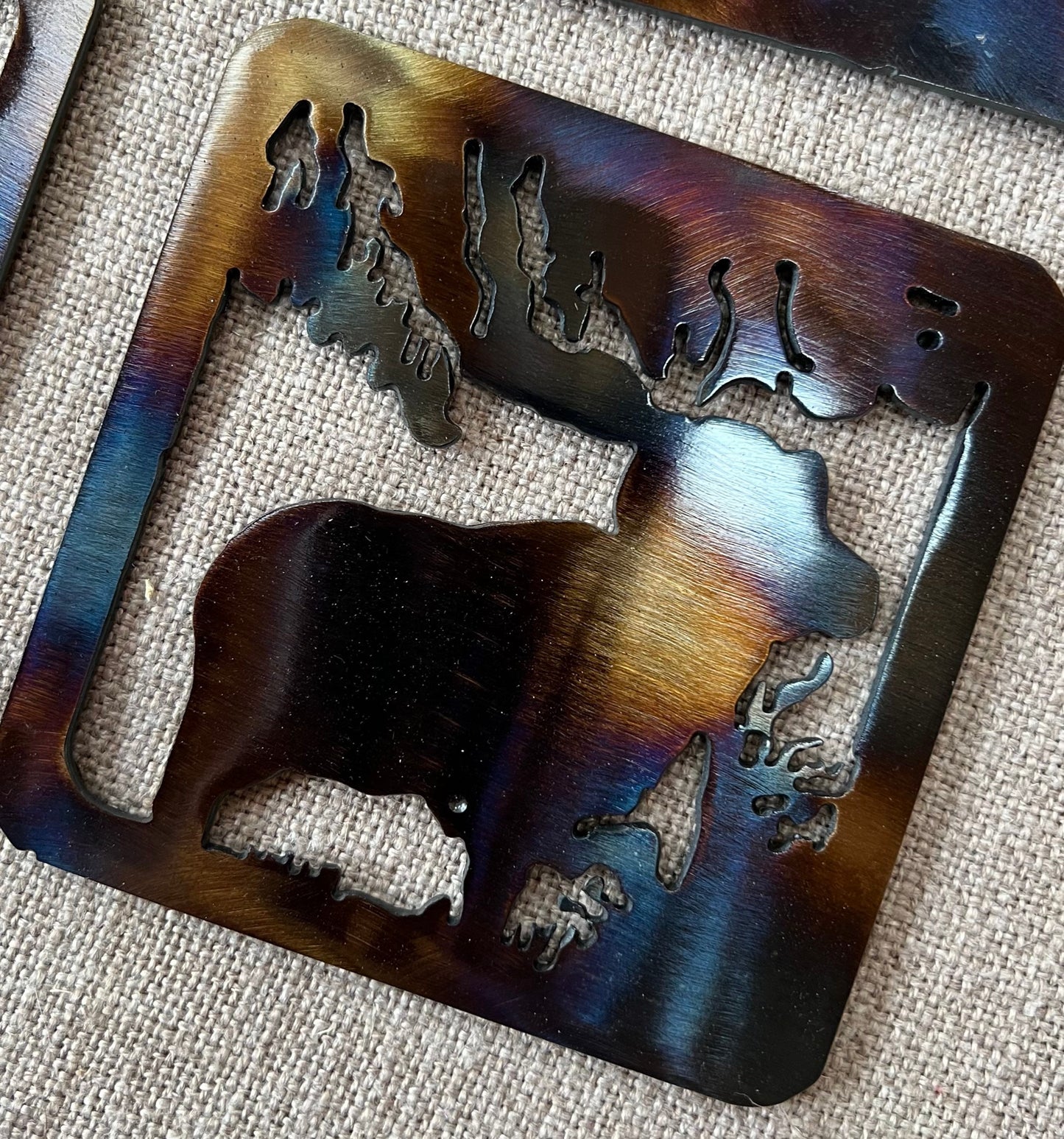 Metal Wildlife Coasters: Cabin Lodge Decor, Elk, Moose, Deer