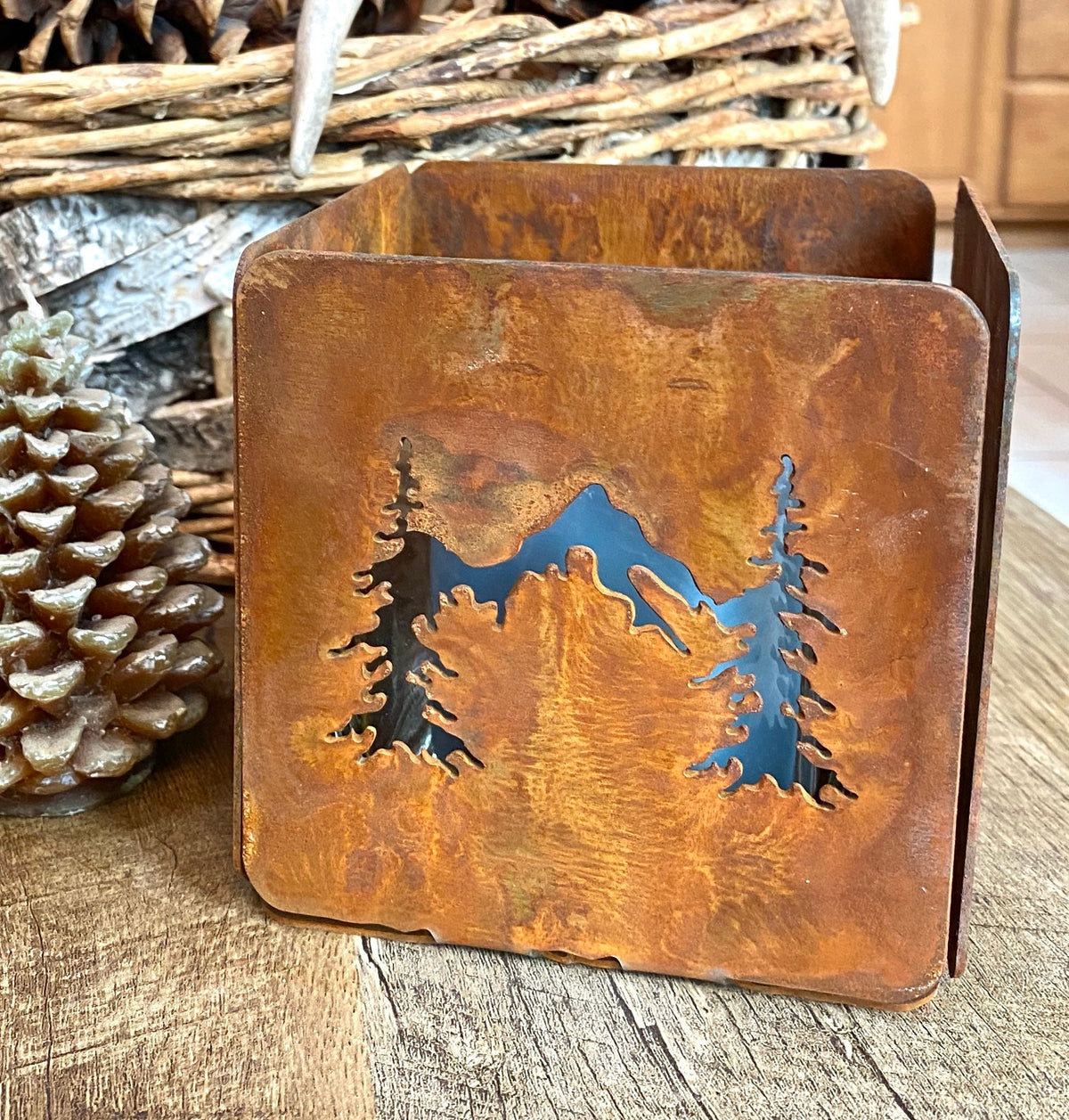 Rustic Candle Holder: Cabin Decor