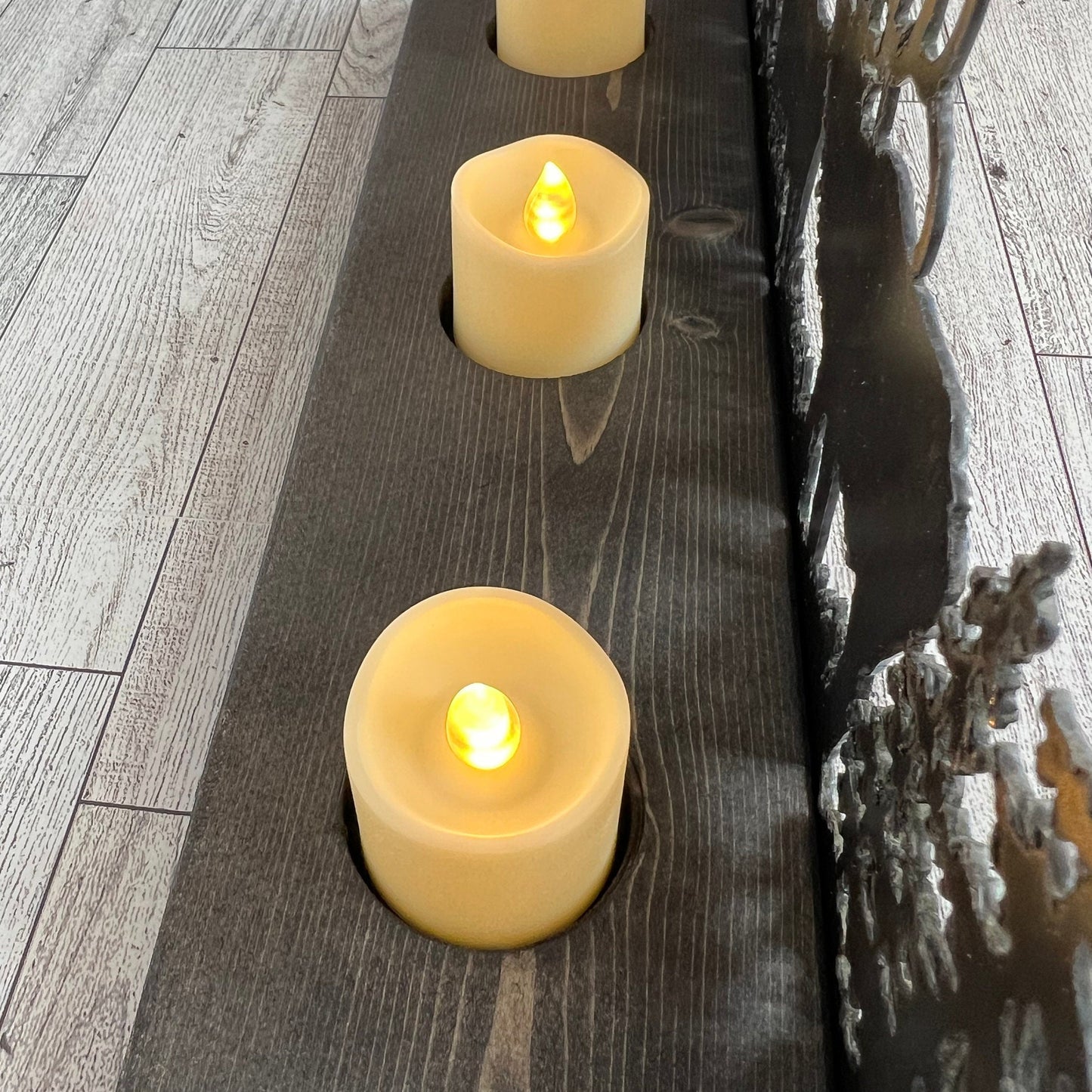 Elk Scene Candle Holder: Rustic Cabin Decor with LED Candles