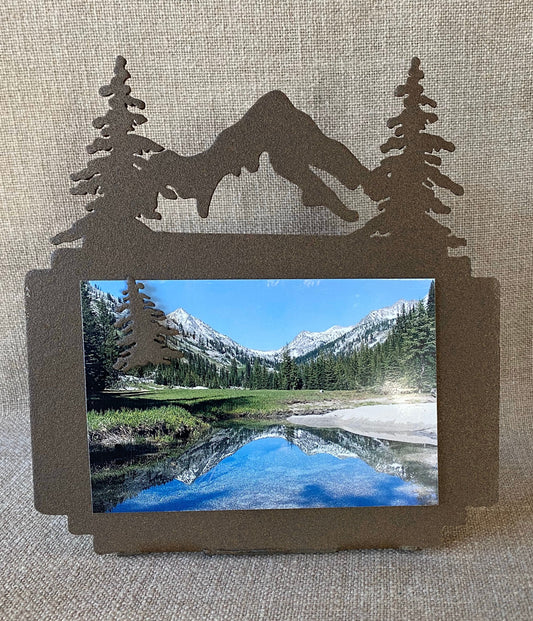 Metal Mountain Photo Frame: Nature Lover Gift, 5x7 Picture