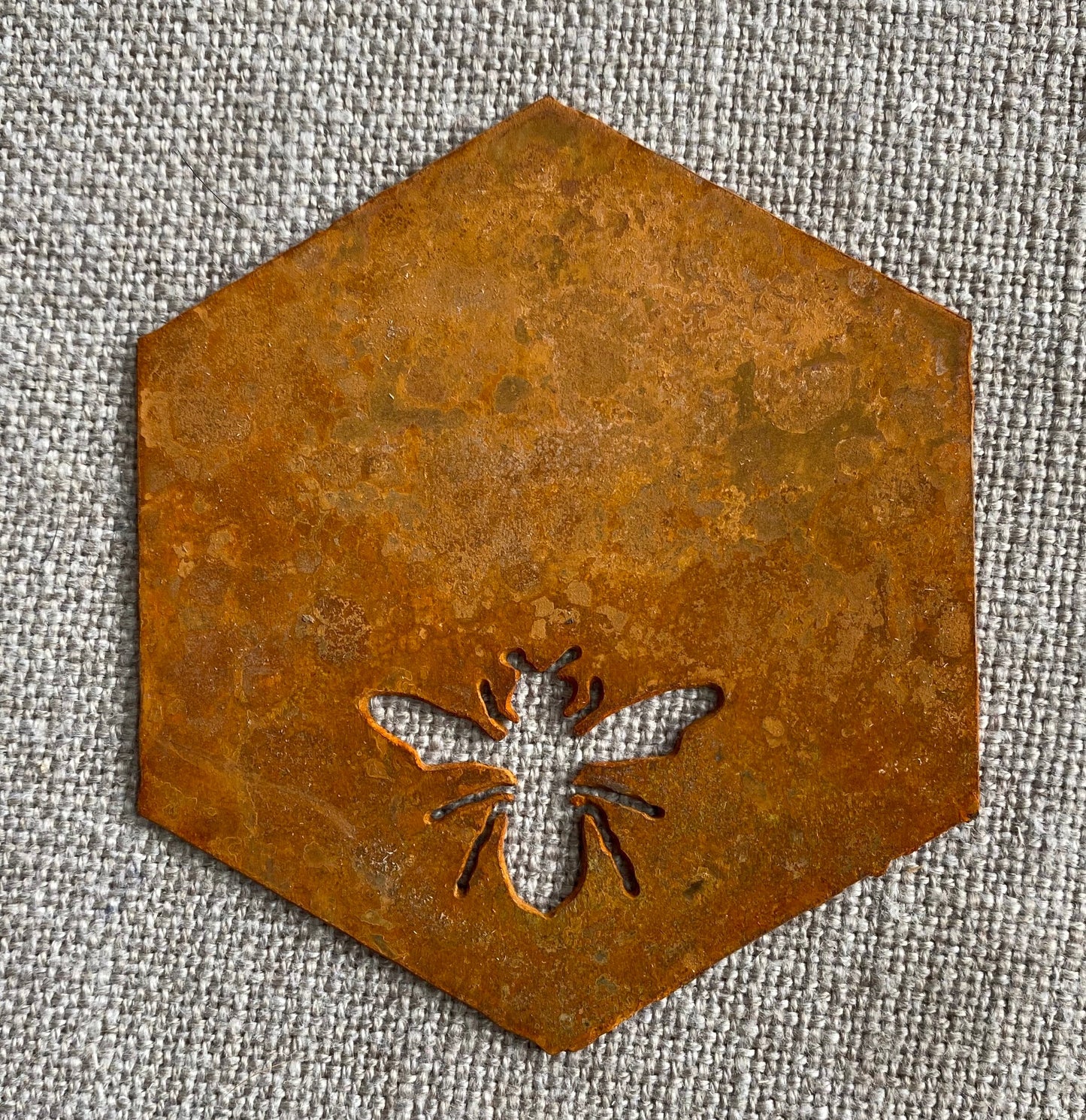Metal Bee Garden Decor: Large Honeycomb Steel Art