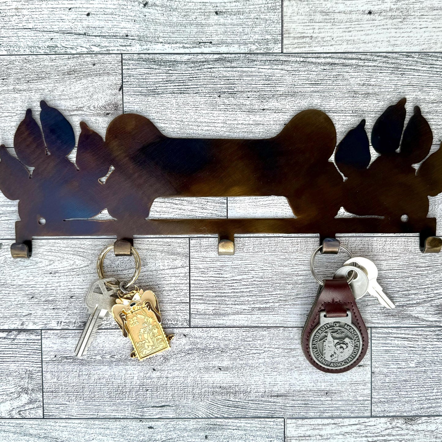 Dog Key or Leash Hanger: Paw Print Key Organizer, Heat-Treated Steel