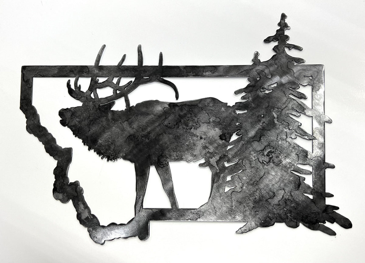 Montana Elk Metal Wall Art: Wildlife Outdoor Decor