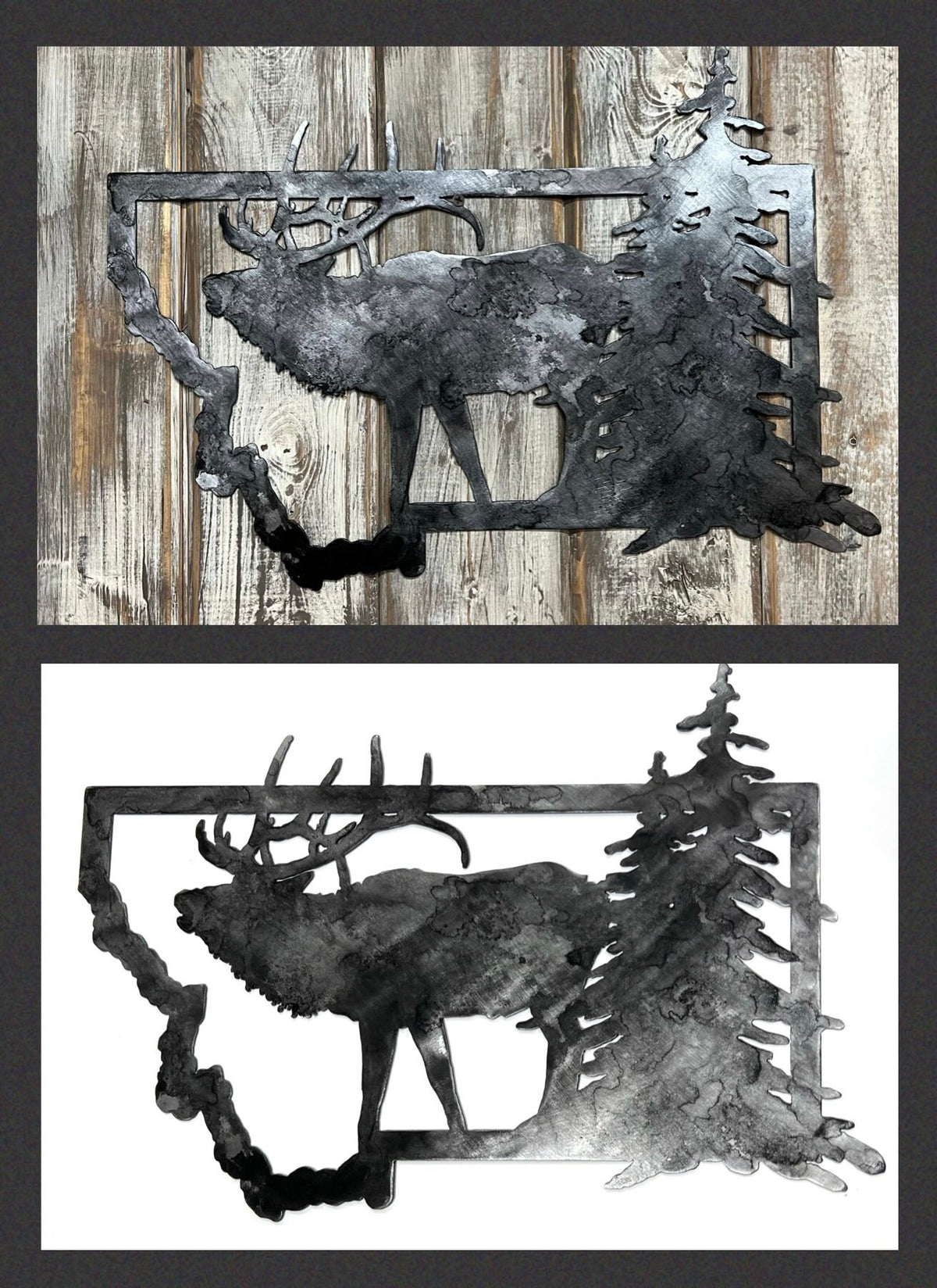 Montana Elk Metal Wall Art: Wildlife Outdoor Decor