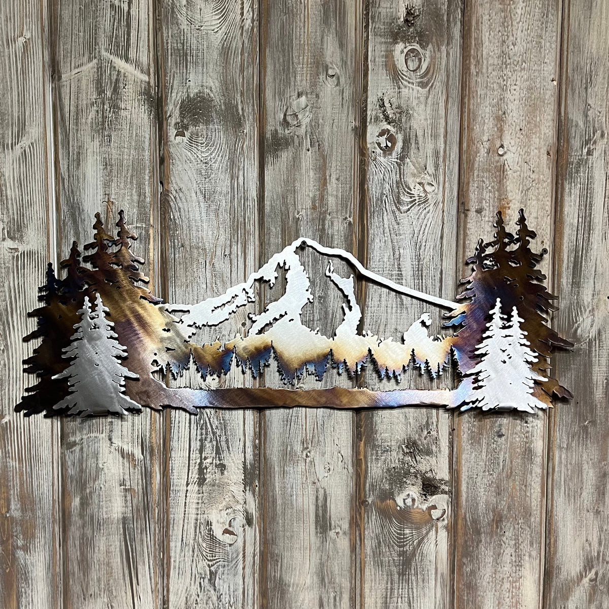 Mt Hood Metal Mountain Wall Art: Pacific Northwest Cabin Decor