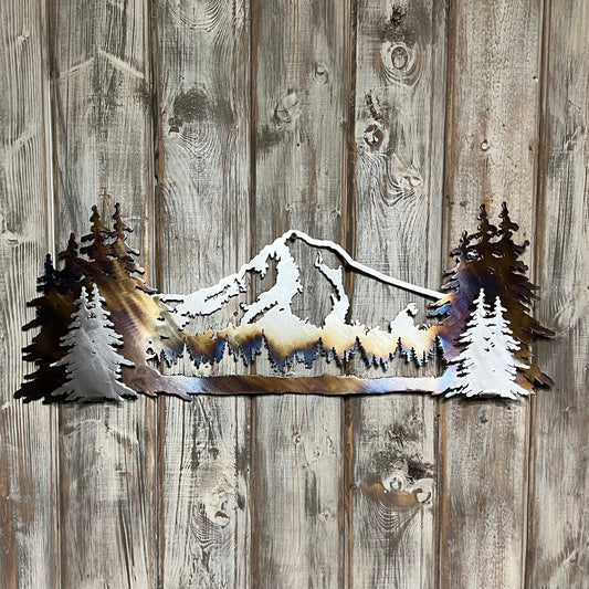 Mt Hood Metal Mountain Wall Art: Pacific Northwest Cabin Decor