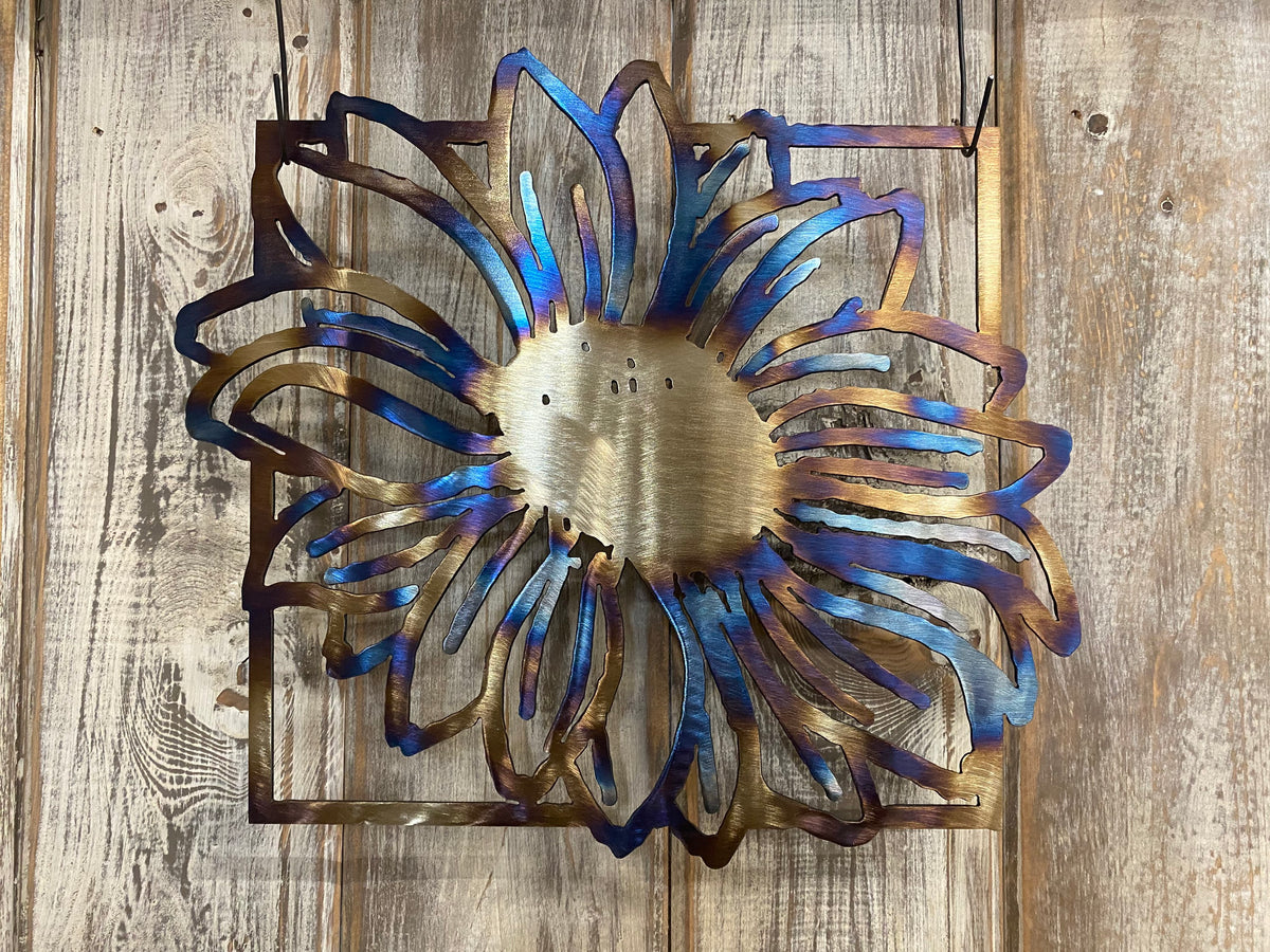 Heat-Treated Metal Sunflower Decor: Custom Garden Art