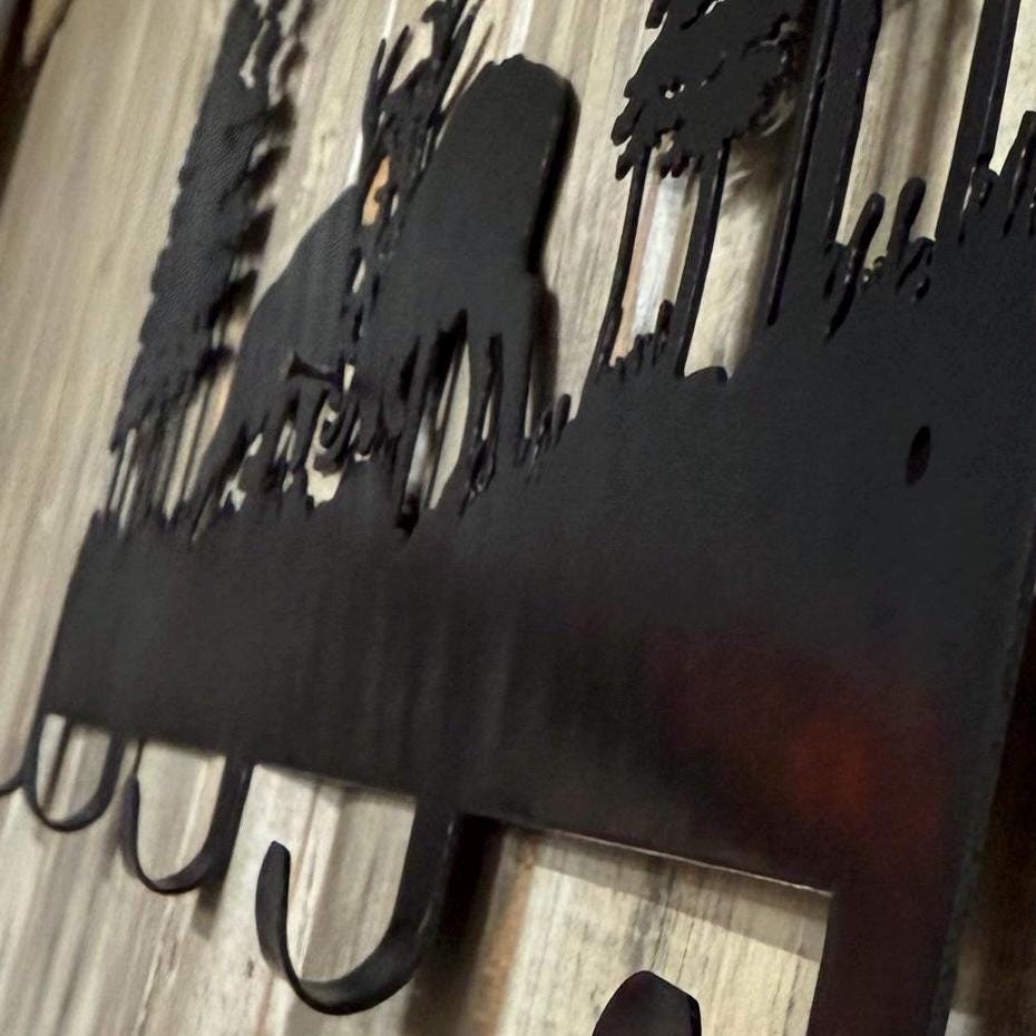 Elk Coat Rack: Fighting Bull Design, Cabin Lodge Decor