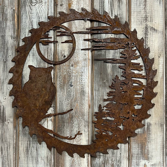 Reclaimed Saw Blade Art: Rustic Cabin Decor Welcome Sign