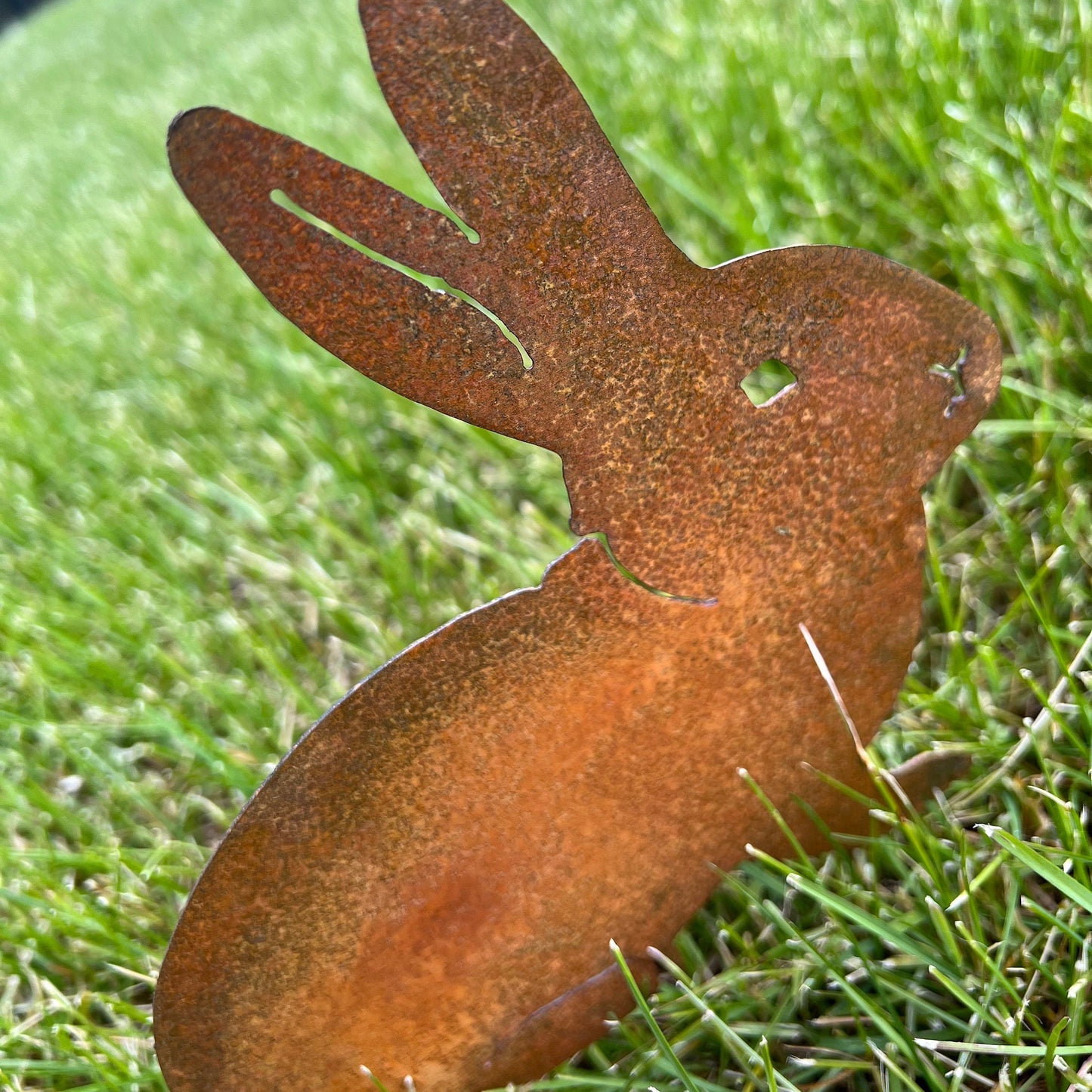 Rusty Bunny Garden Stakes - Set of 4 - Metal Rabbit Decor