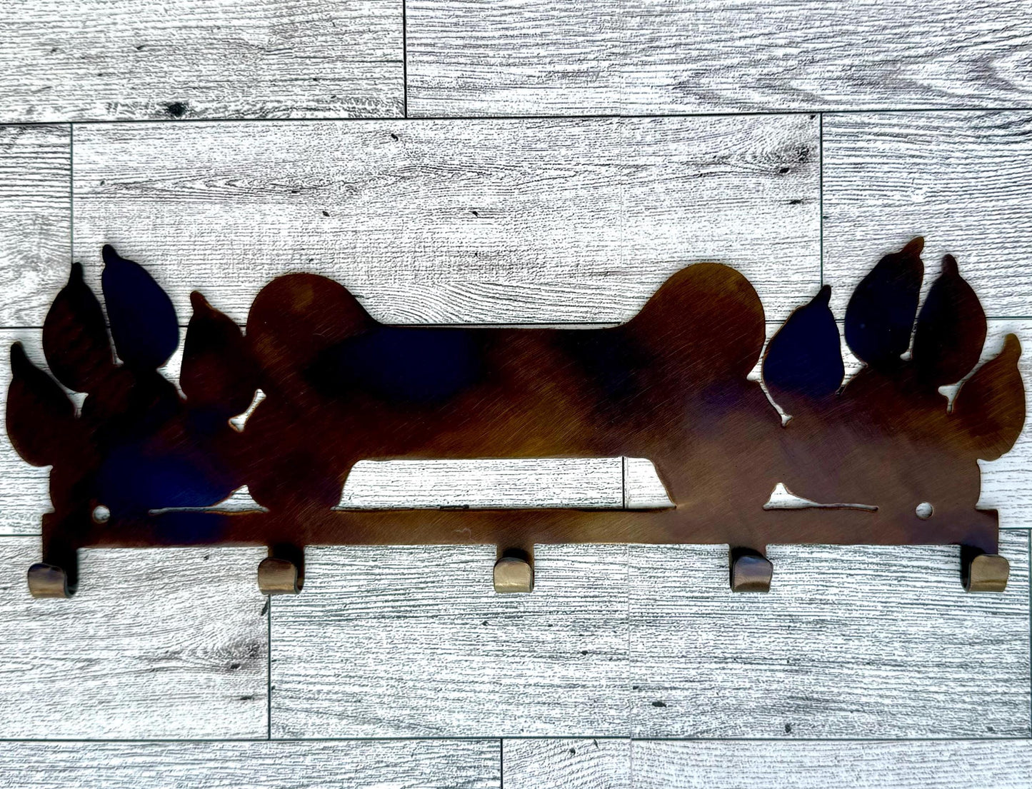 Dog Key or Leash Hanger: Paw Print Key Organizer, Heat-Treated Steel