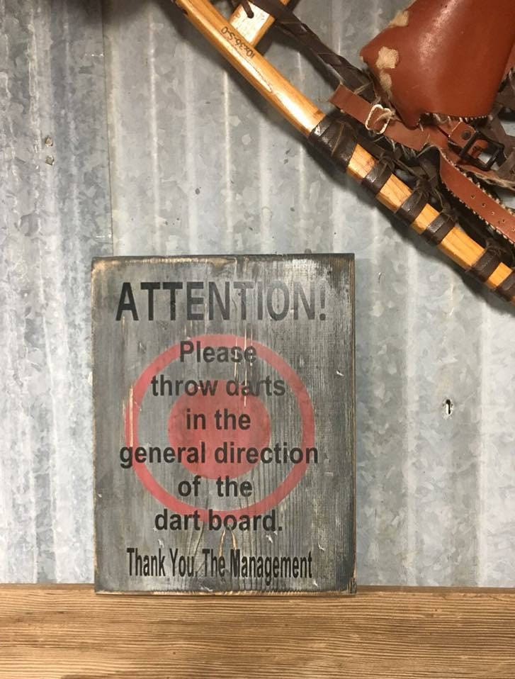 Dart Board Sign: Funny Man Cave Game Room Decor