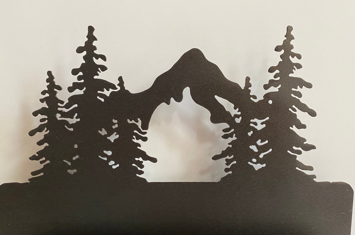 Metal Mountain Scene Mail Organizer: Cabin Decor Bill Sorter