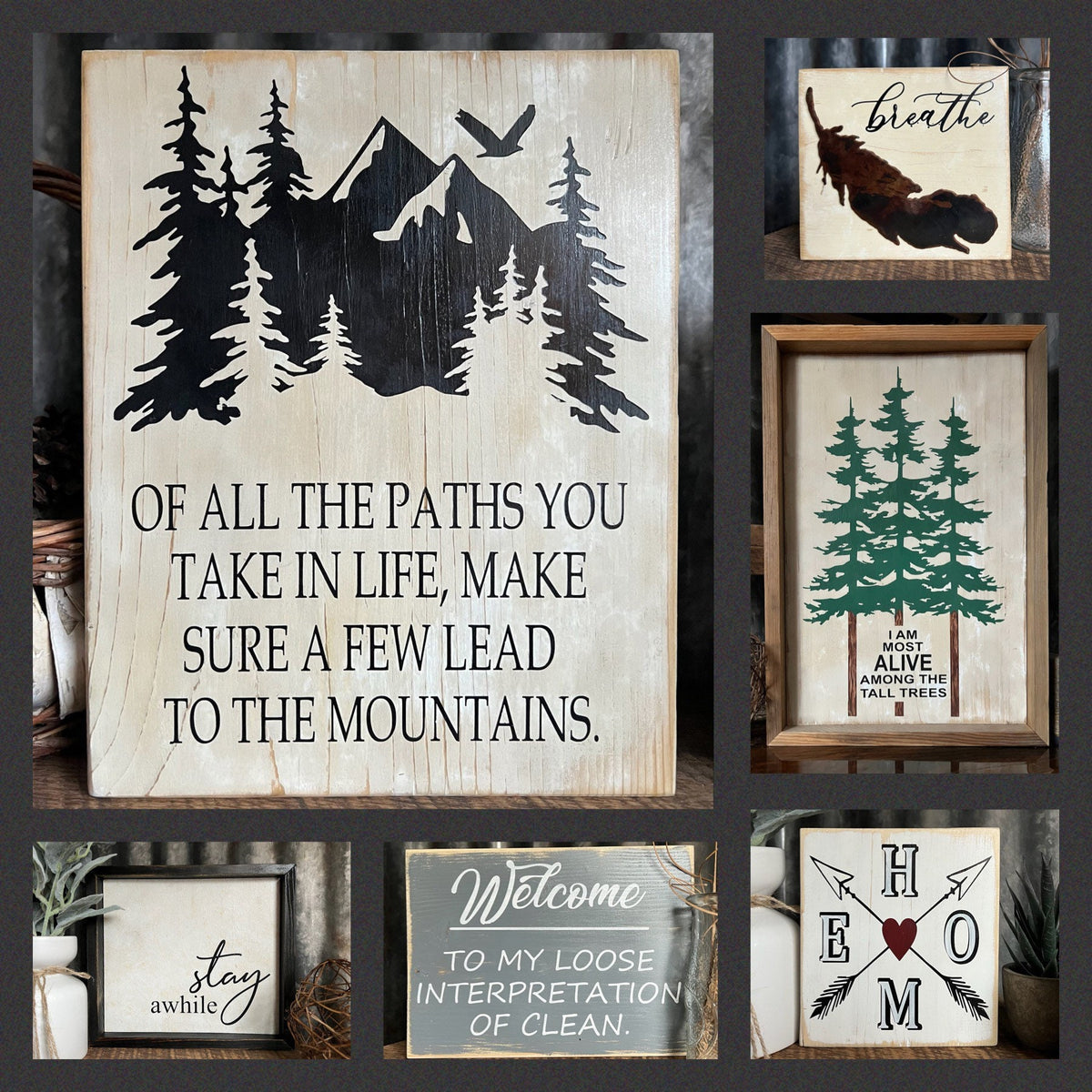 Paths in Life Mountain Sign: Gift for Outdoor Lover
