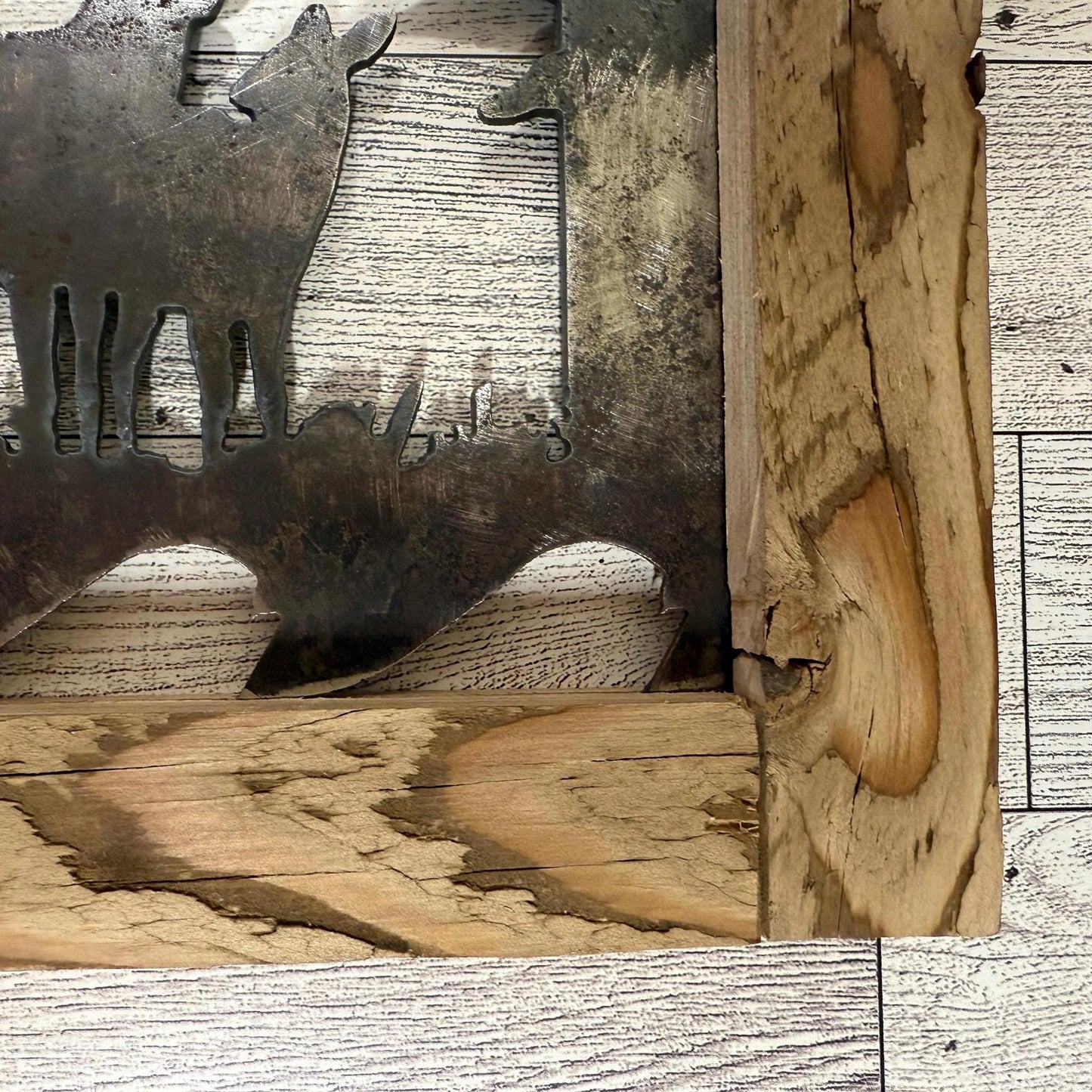 Elk & Mountain Scene Saw Blade Art: Rustic Lodge Cabin Decor