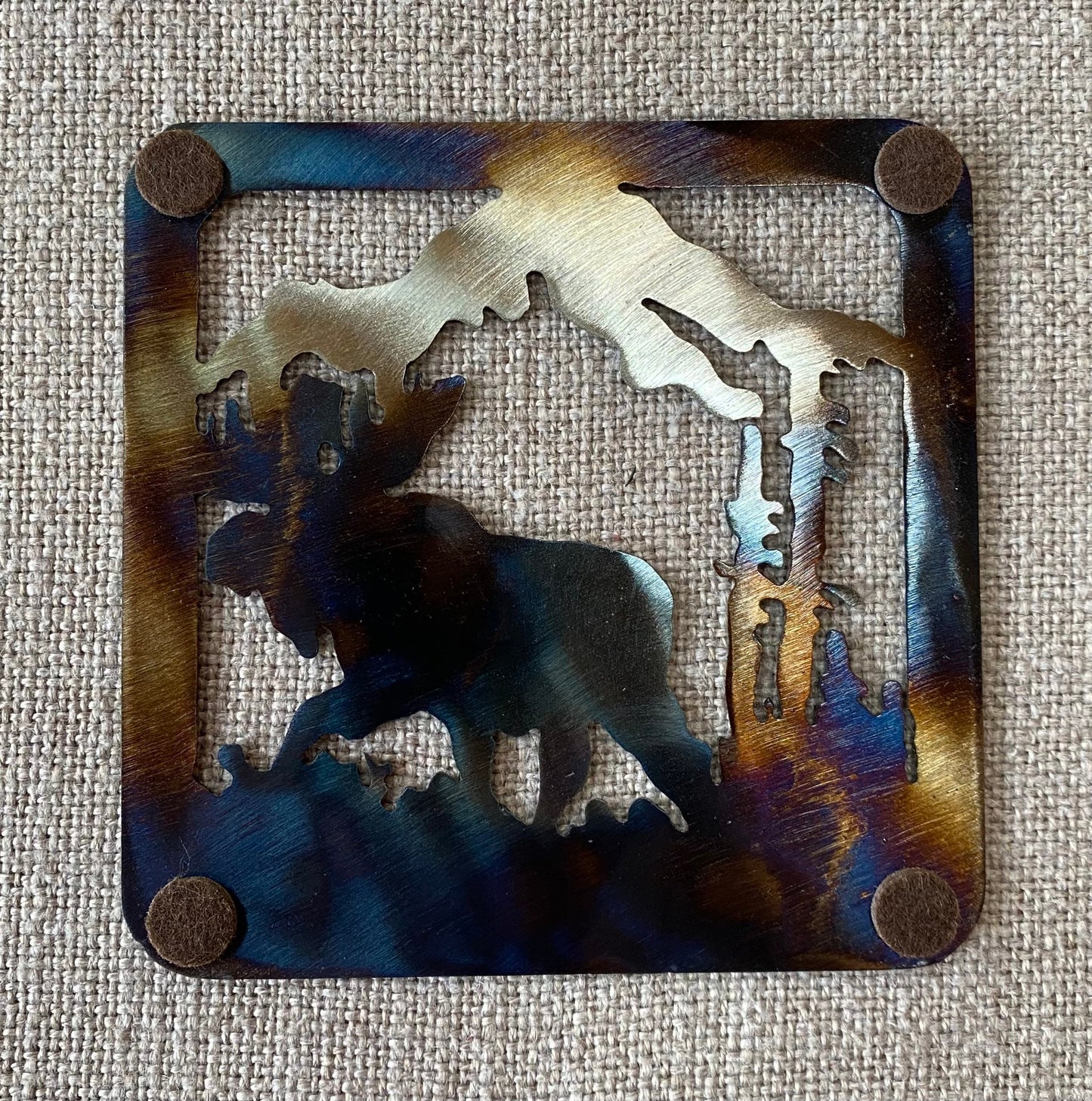 Metal Wildlife Coasters: Cabin Lodge Decor, Elk, Moose, Deer