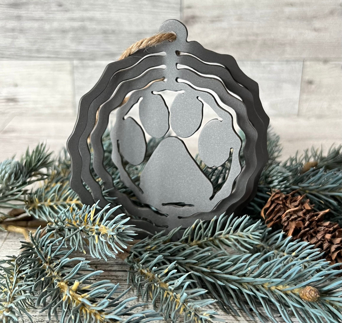 Metal 3-D Paw Print Ornament: Rustic Cabin Decor