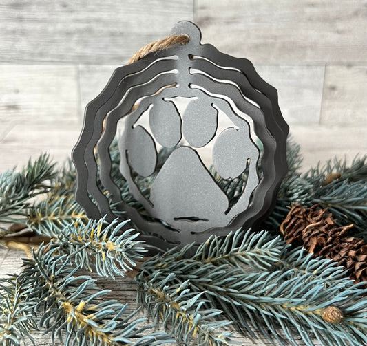 Metal 3-D Paw Print Ornament: Rustic Cabin Decor