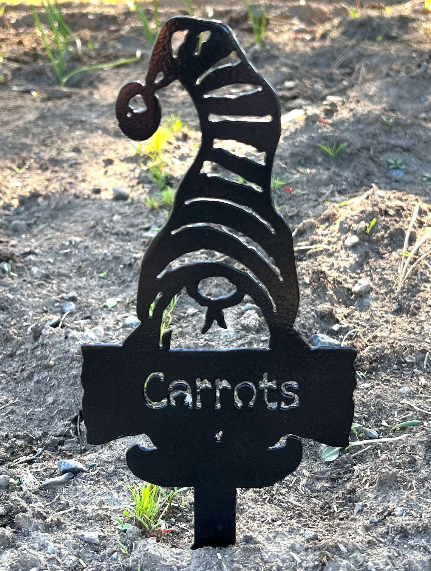 Metal Garden Gnome Vegetable Markers: Rustic Garden Decor