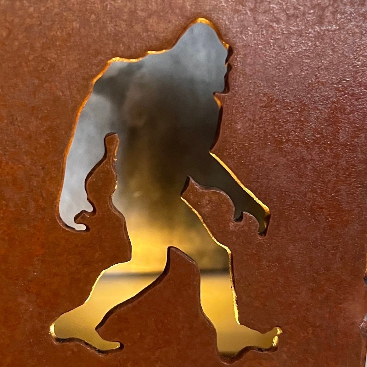 Metal Bigfoot Nightlight: Rustic Cabin Lodge Decor