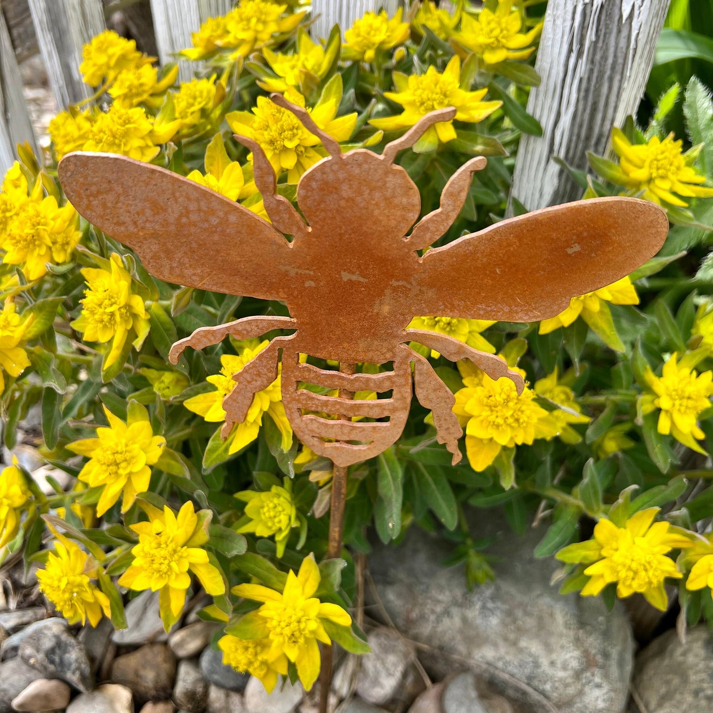 Rusty Steel Bee or Dragonfly Garden Stake - Natural Rust Finish
