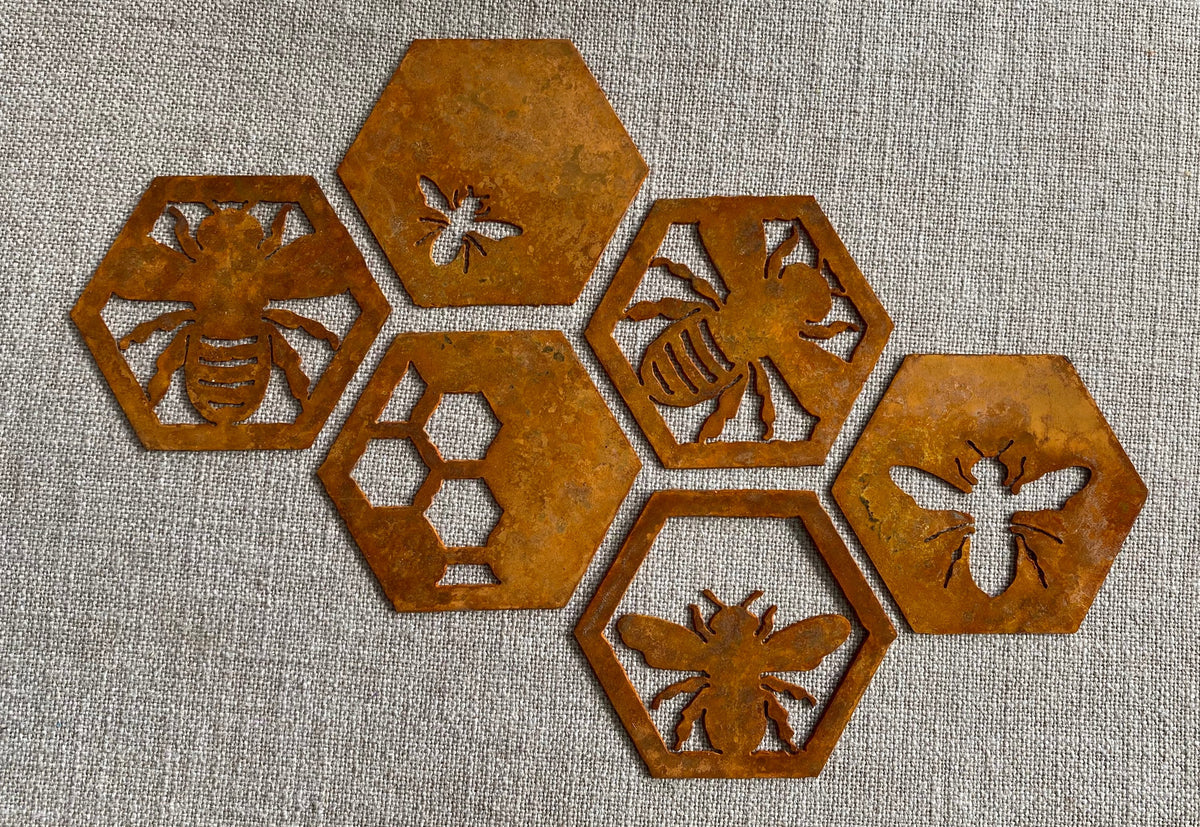 Metal Bee and Honeycomb Garden Decor: Steel Art